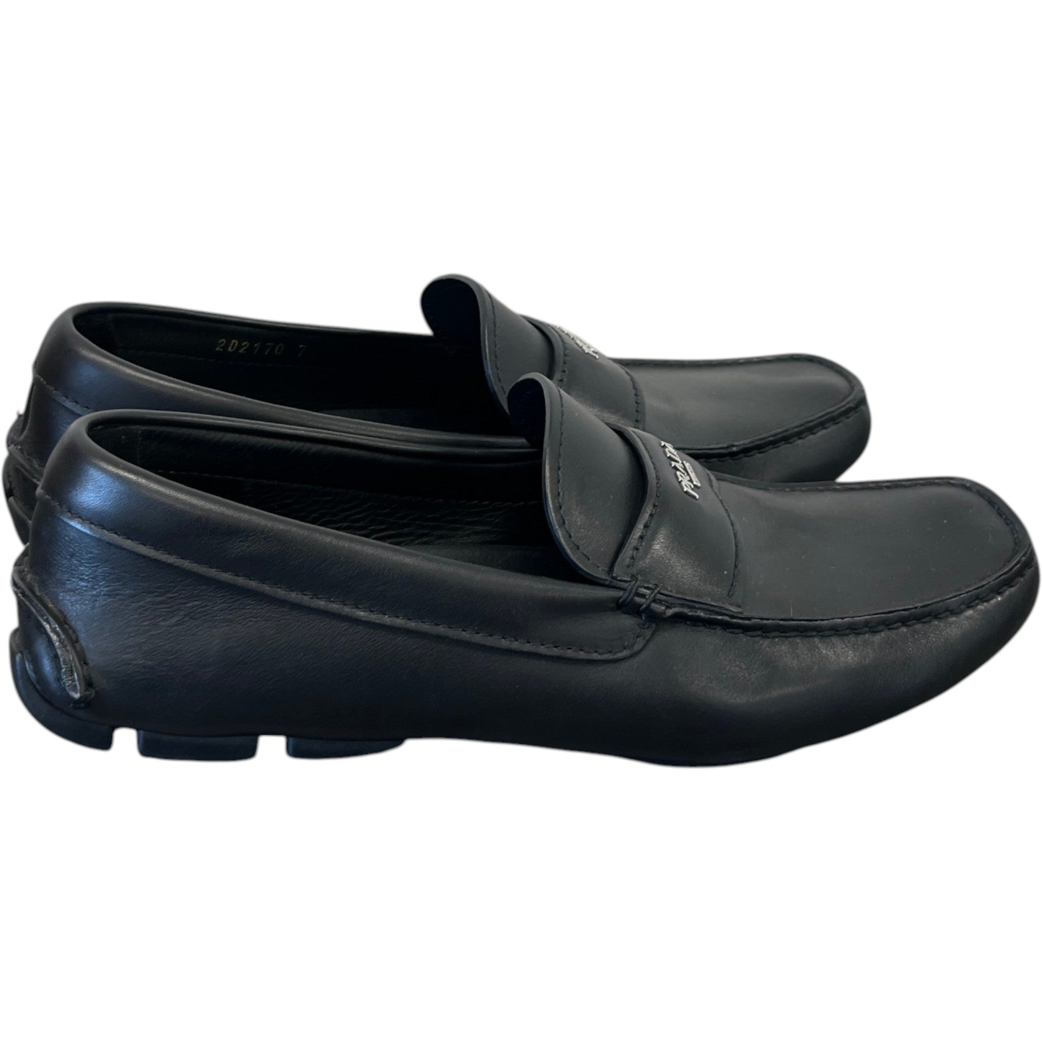 Men's Leather Logo Loafers Black Size EU 41 / UK 7