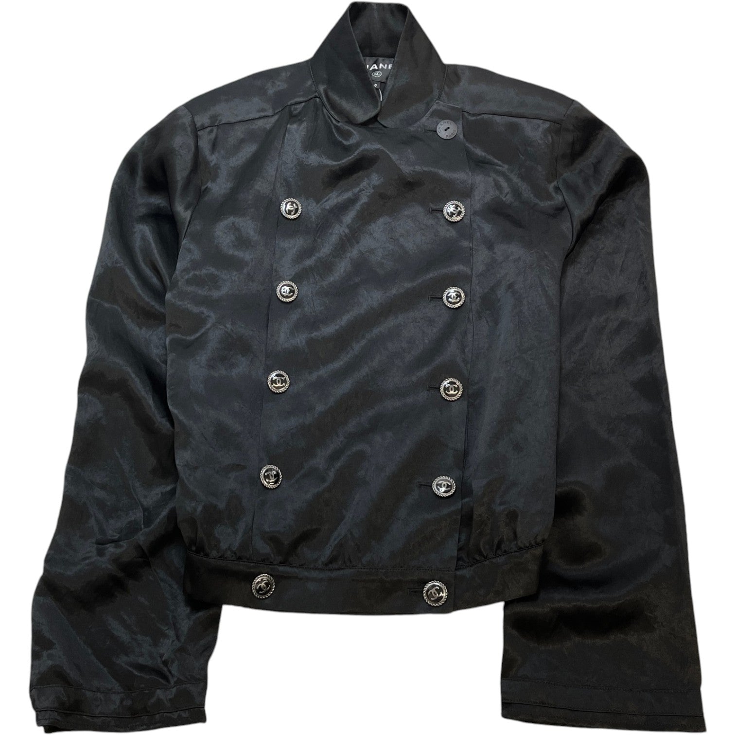 Women's Silk Cc Button Double Breasted Jacket Black Size IT 40 / UK 8