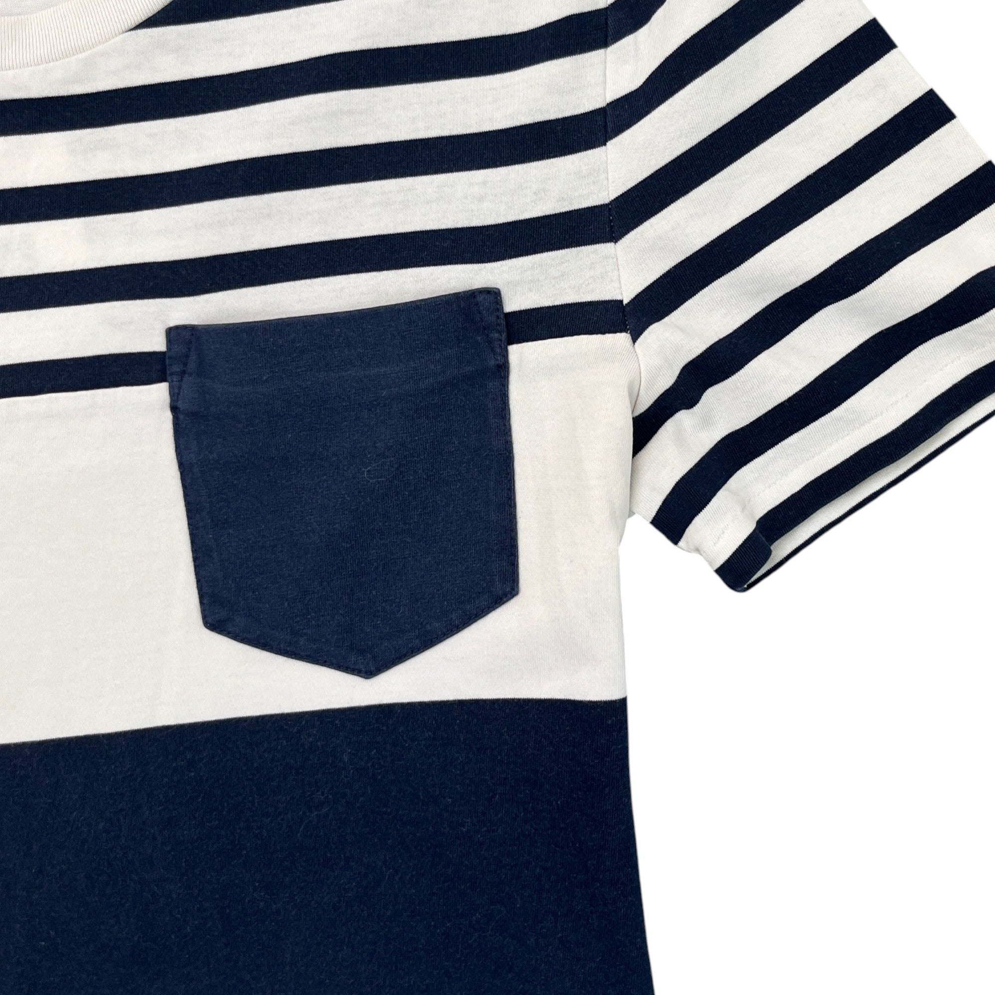 Men's Embroidered Logo Striped T-Shirt Navy Size XS