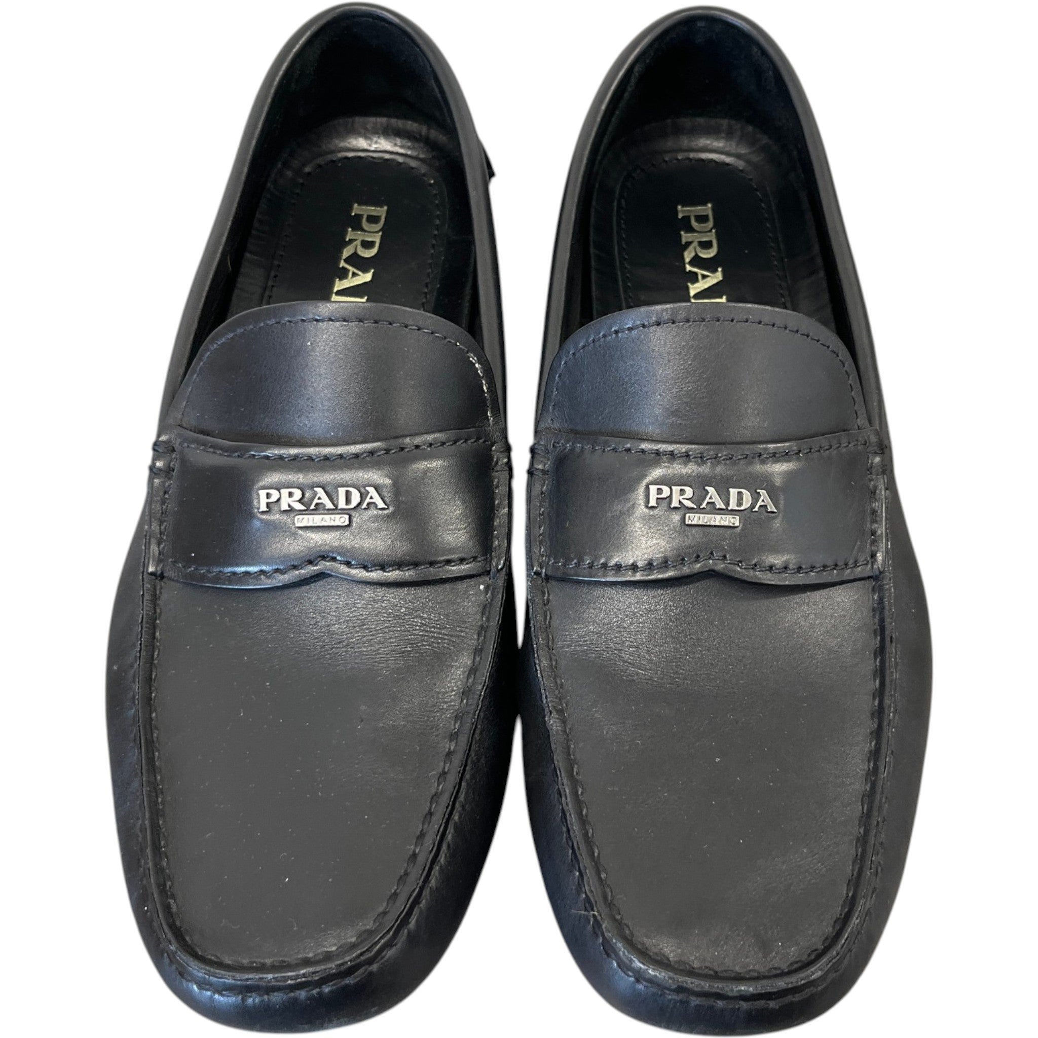 Men's Leather Logo Loafers Black Size EU 41 / UK 7
