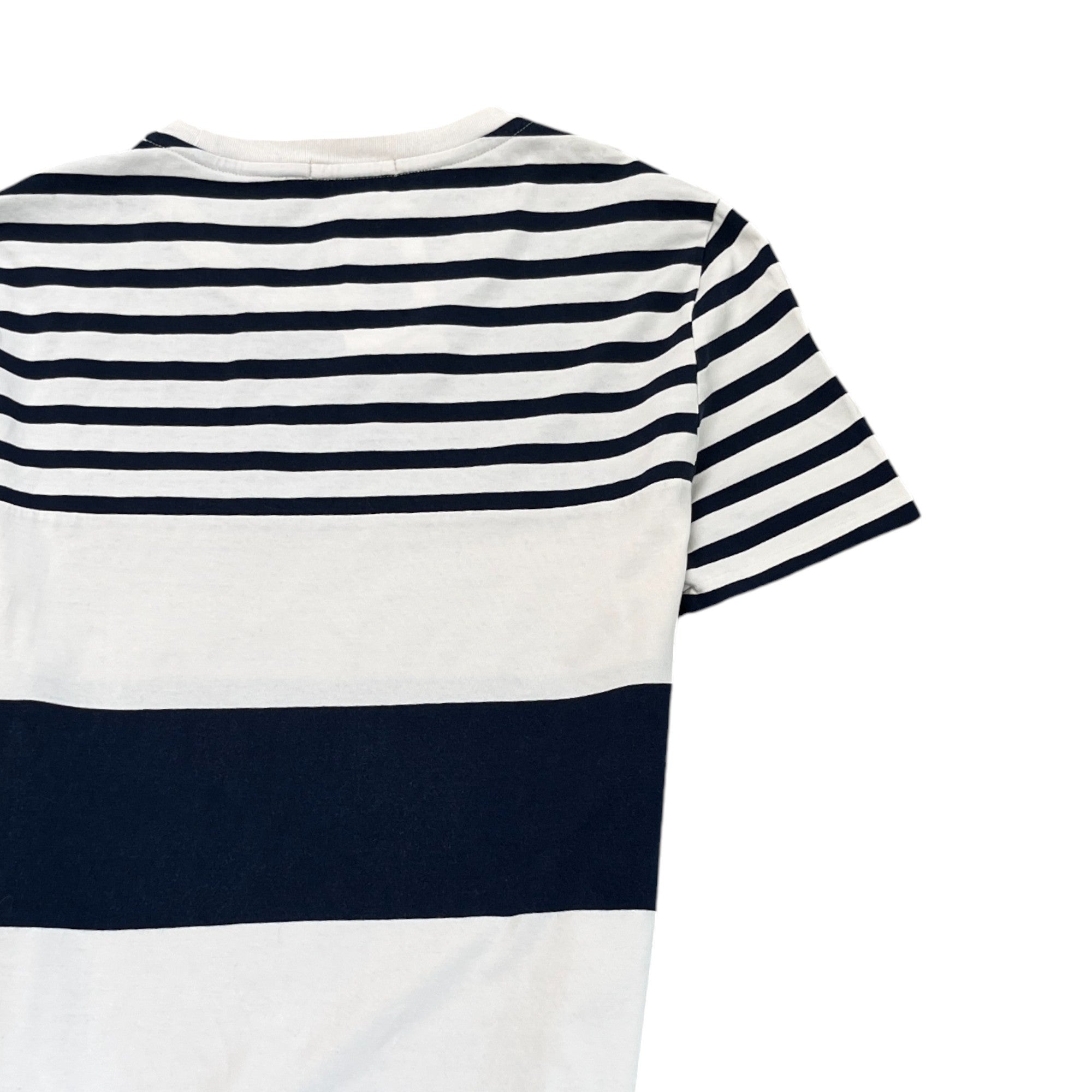 Men's Embroidered Logo Striped T-Shirt Navy Size XS