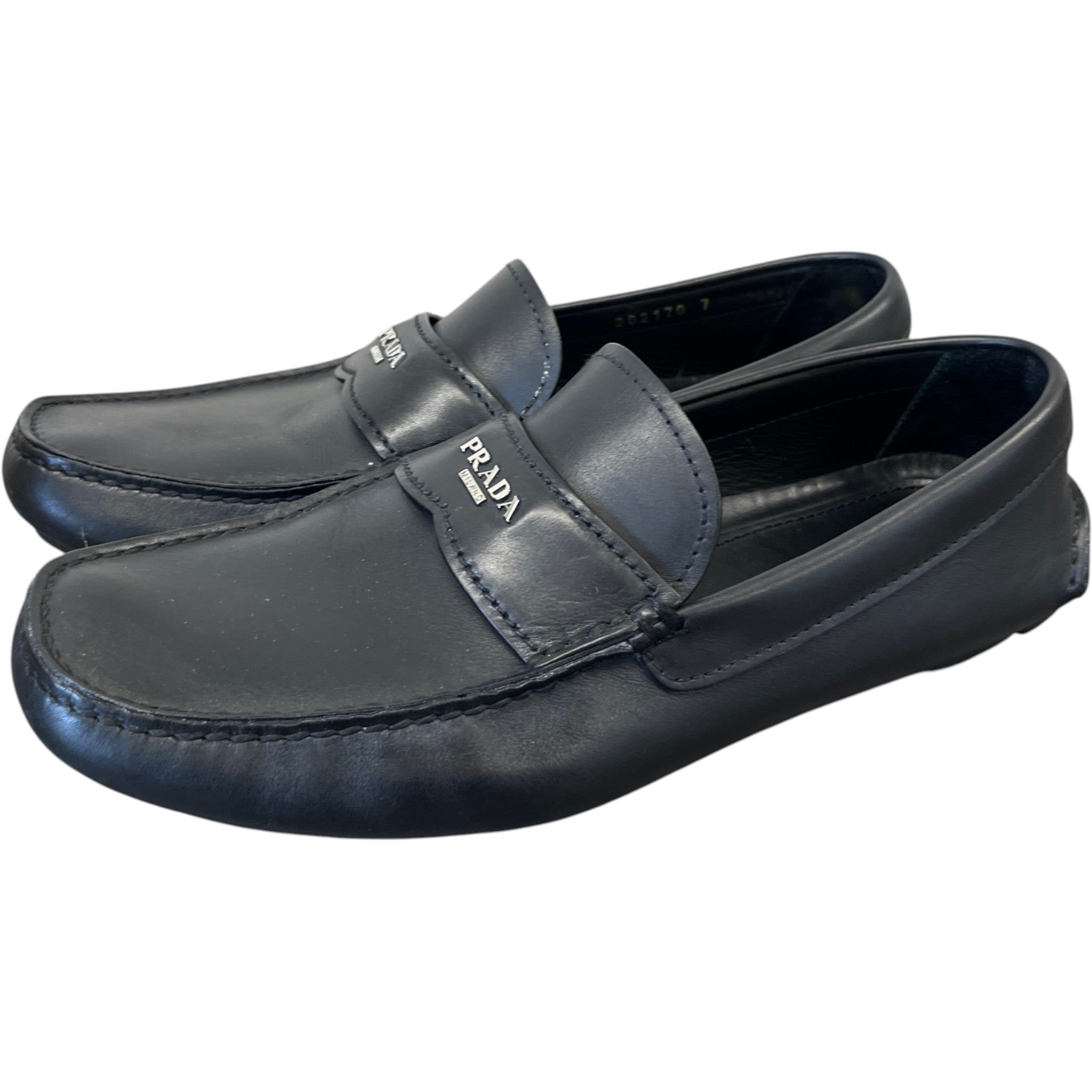 Men's Leather Logo Loafers Black Size EU 41 / UK 7
