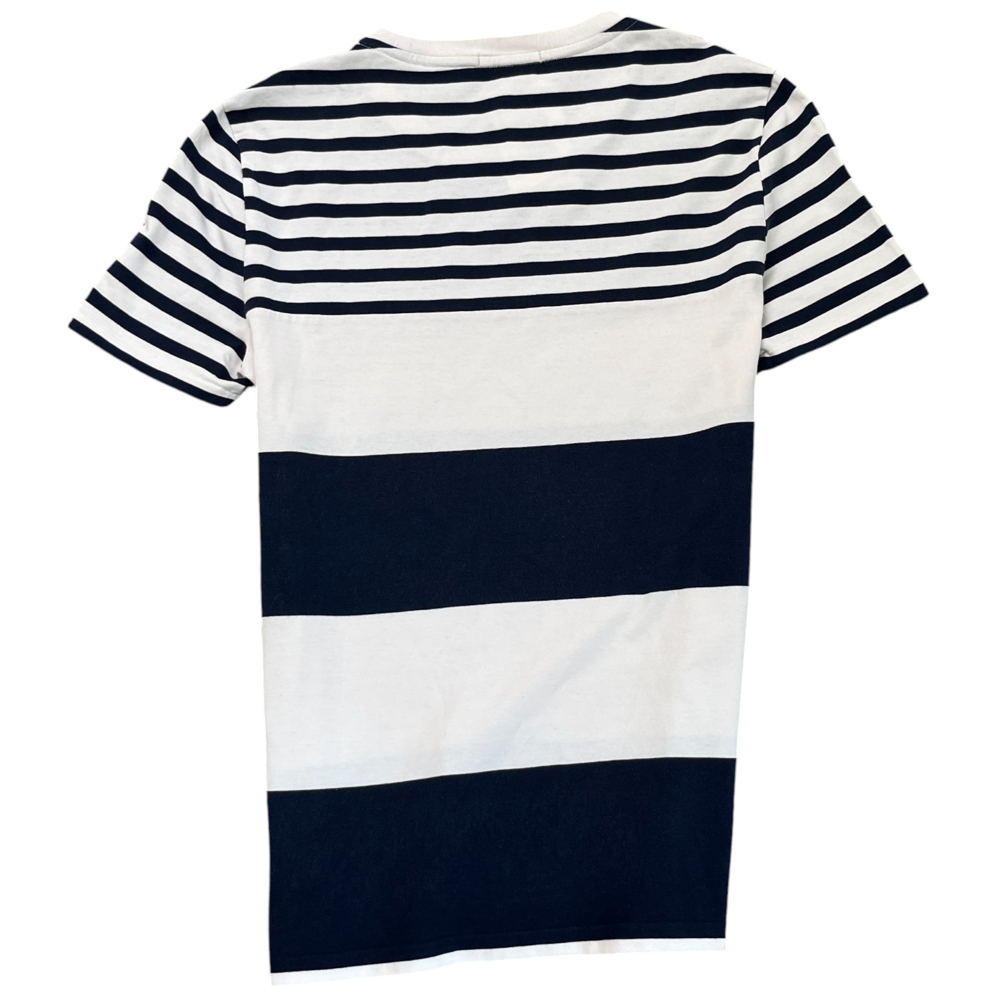 Men's Embroidered Logo Striped T-Shirt Navy Size XS