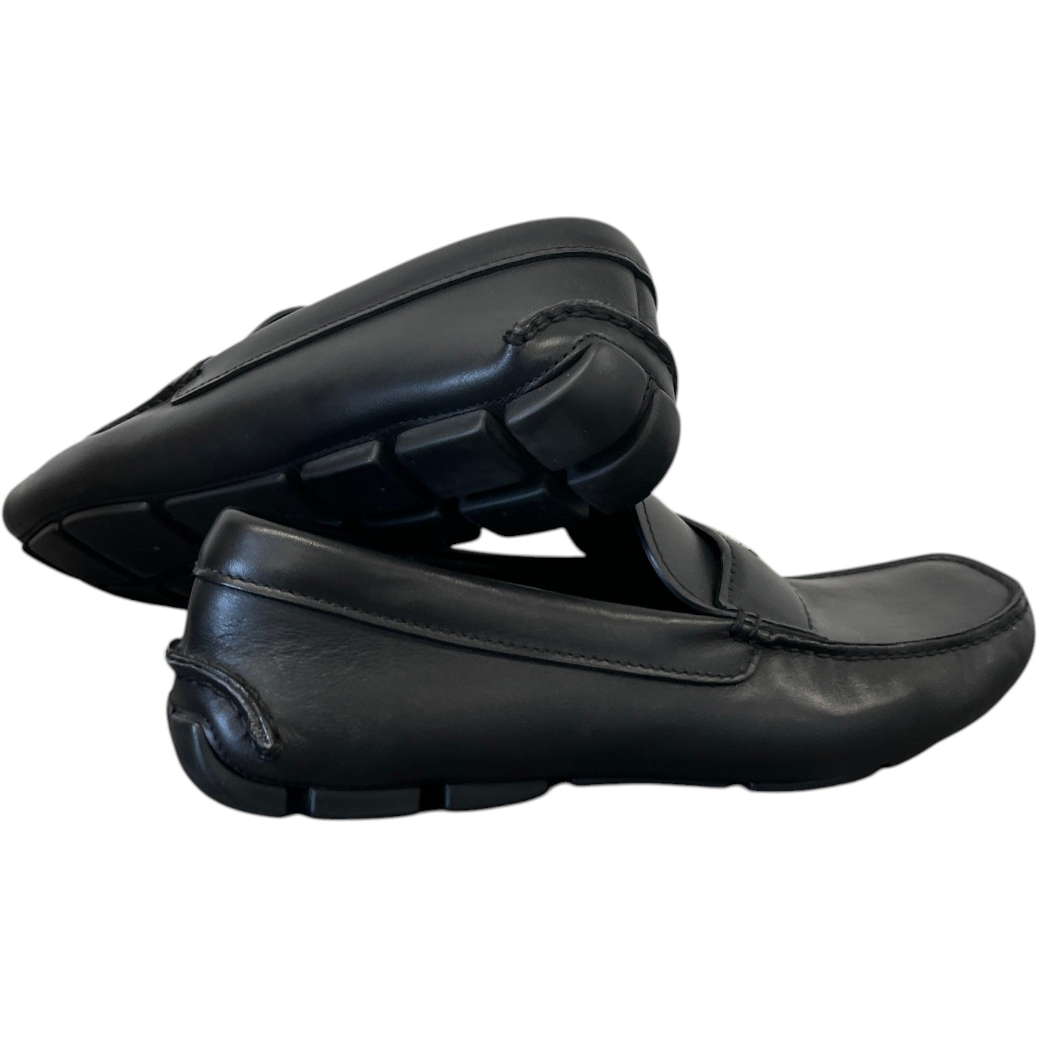 Men's Leather Logo Loafers Black Size EU 41 / UK 7