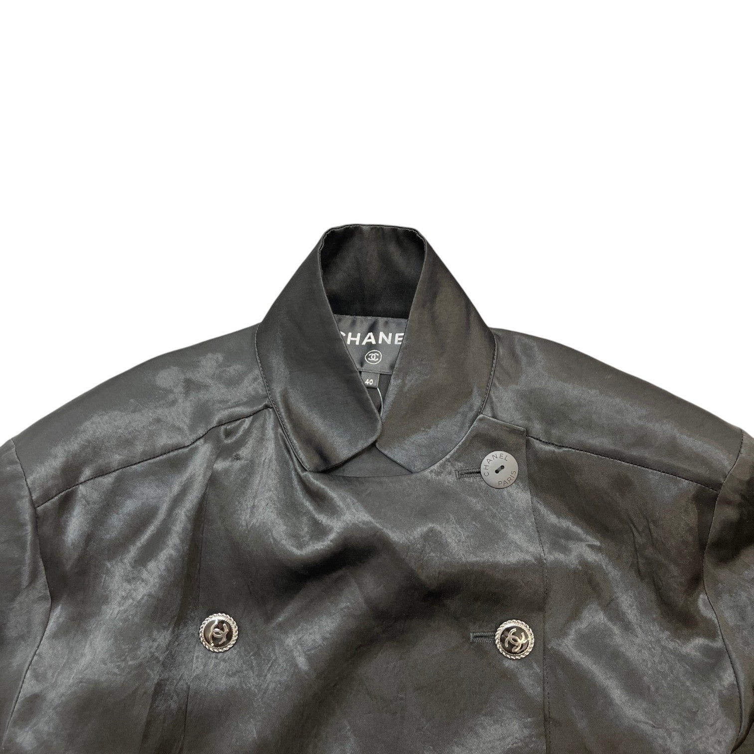 Women's Silk Cc Button Double Breasted Jacket Black Size IT 40 / UK 8