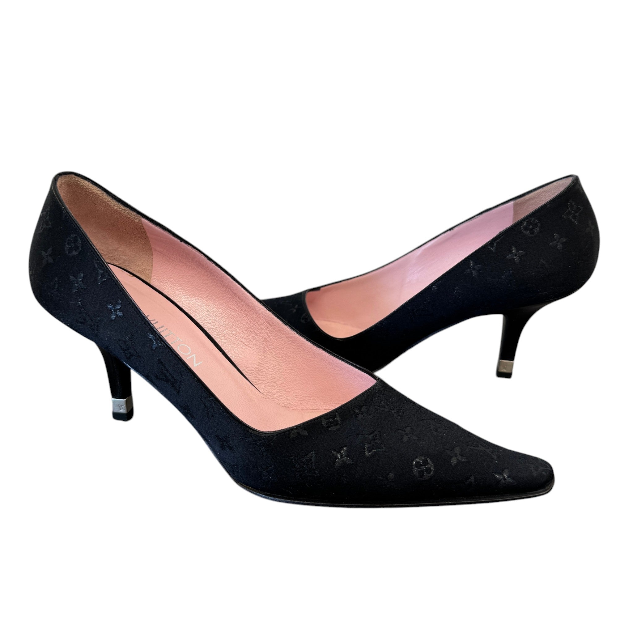Women's Monogram Pointed Toe Heels Black Size EU 36.5 / UK 3.5