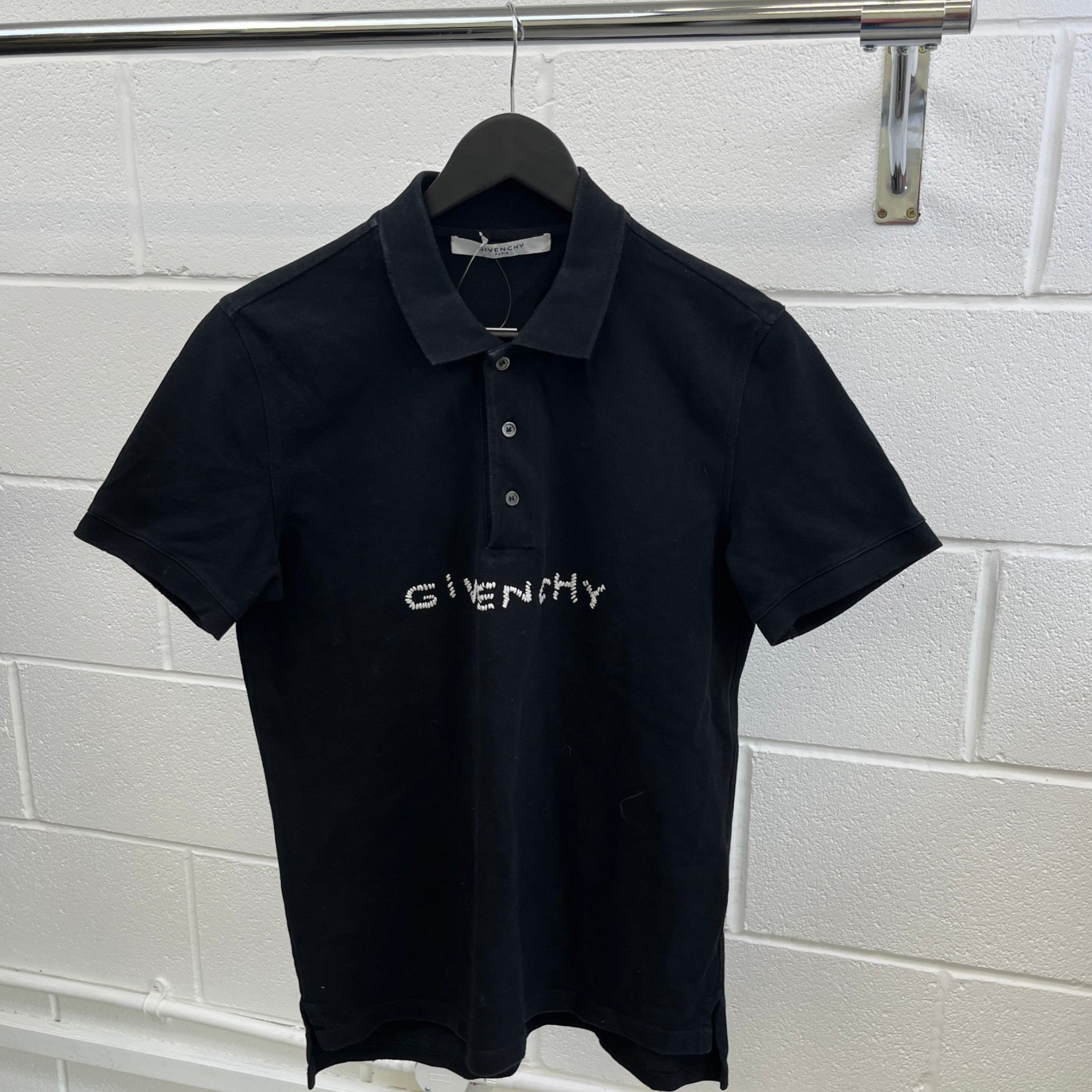 Men's Embroidered Logo T-Shirt Black Size S