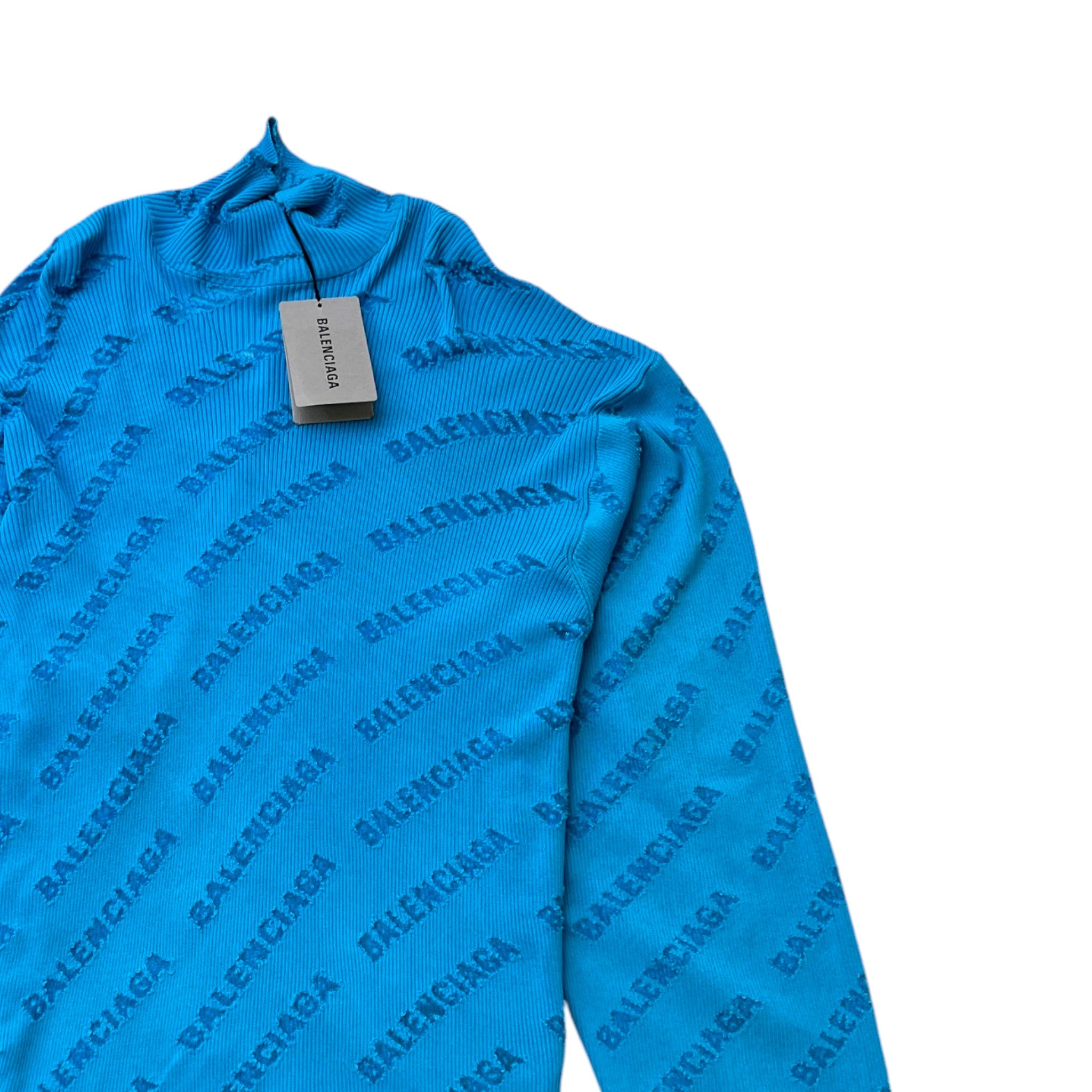 All Over Logo Print Long Sleeve T-Shirt Blue Size S