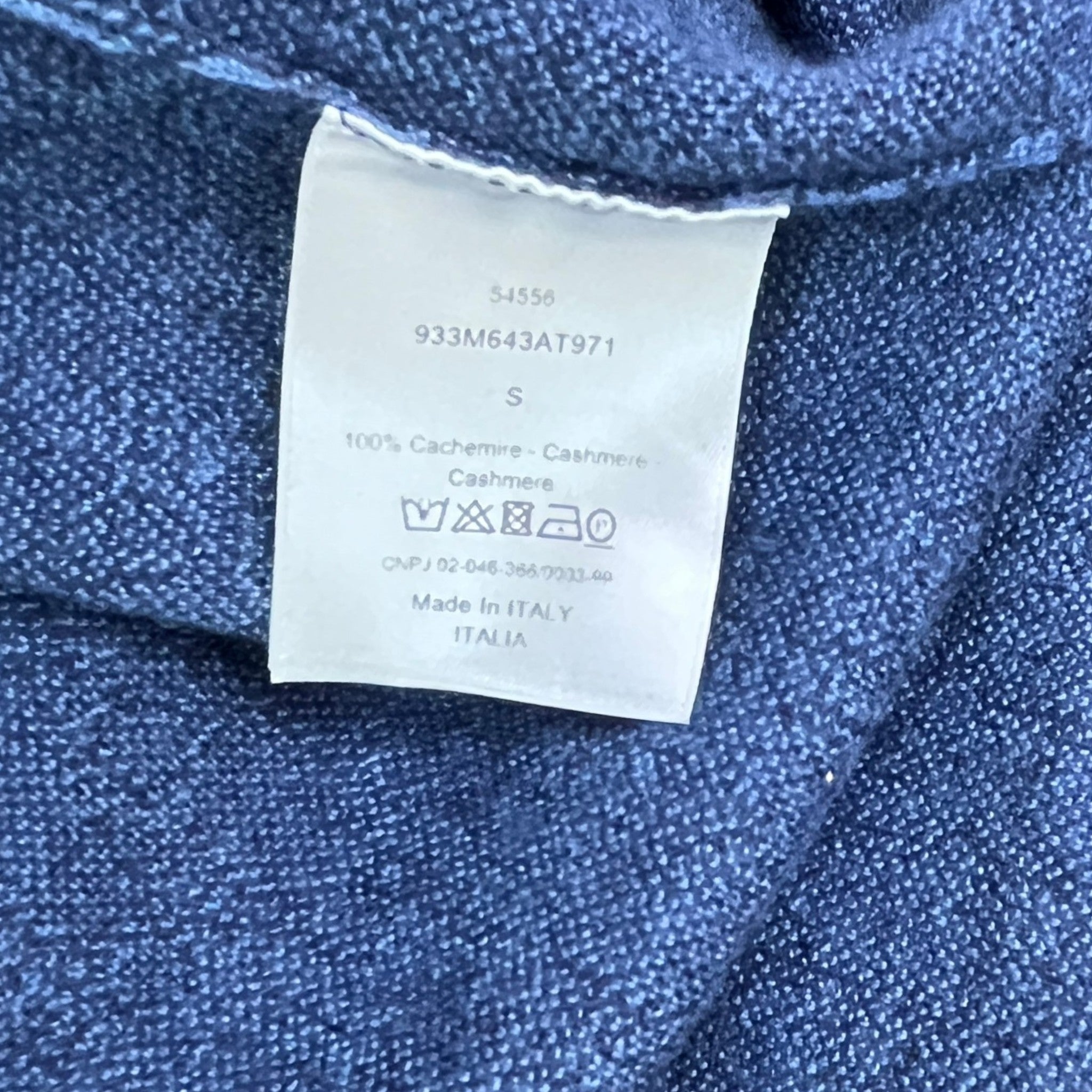 Men's Cashmere Oblique Jumper Blue Size S