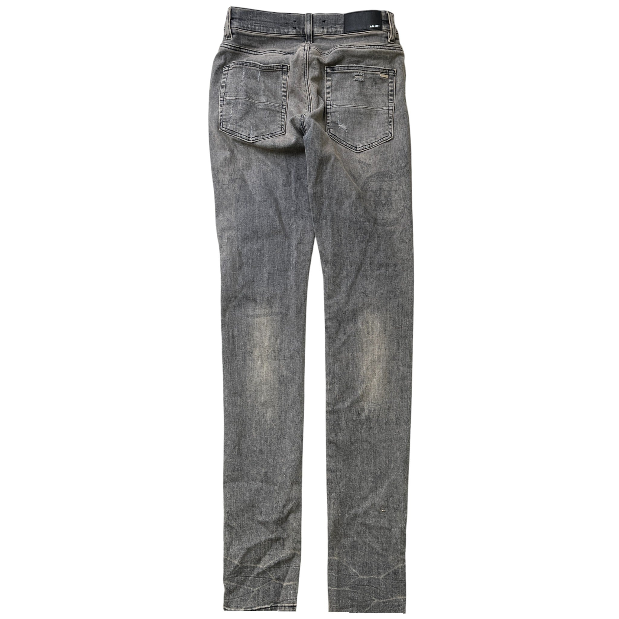 Men's Military Stencil Jeans Black Size Waist 29"