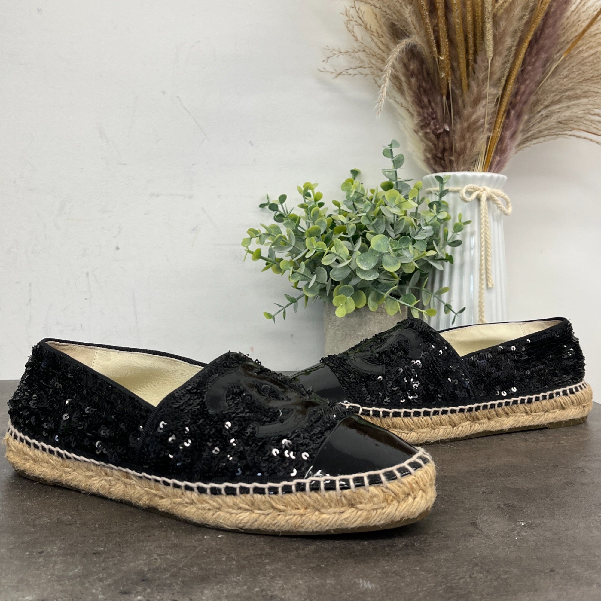 Women's Cc Sequin Espadrilles Black Size EU 38 / UK 5