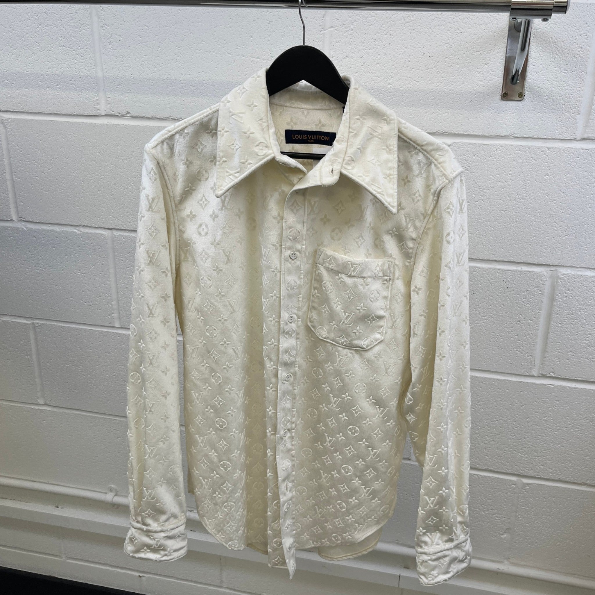 Men's Monogram Long Sleeve Shirt Cream Size L