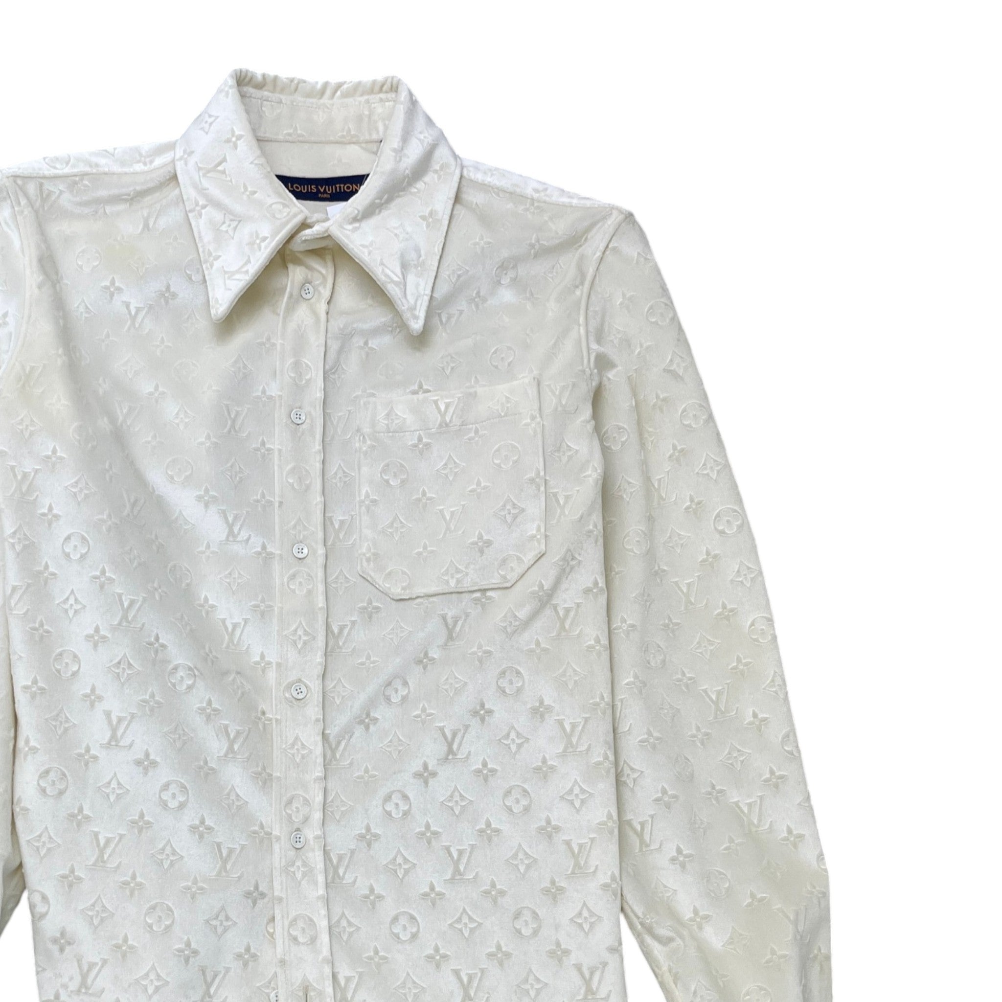 Men's Monogram Long Sleeve Shirt Cream Size L