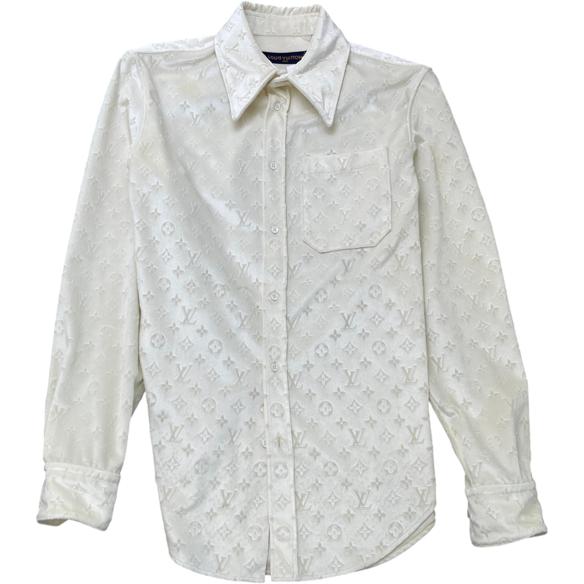 Men's Monogram Long Sleeve Shirt Cream Size L