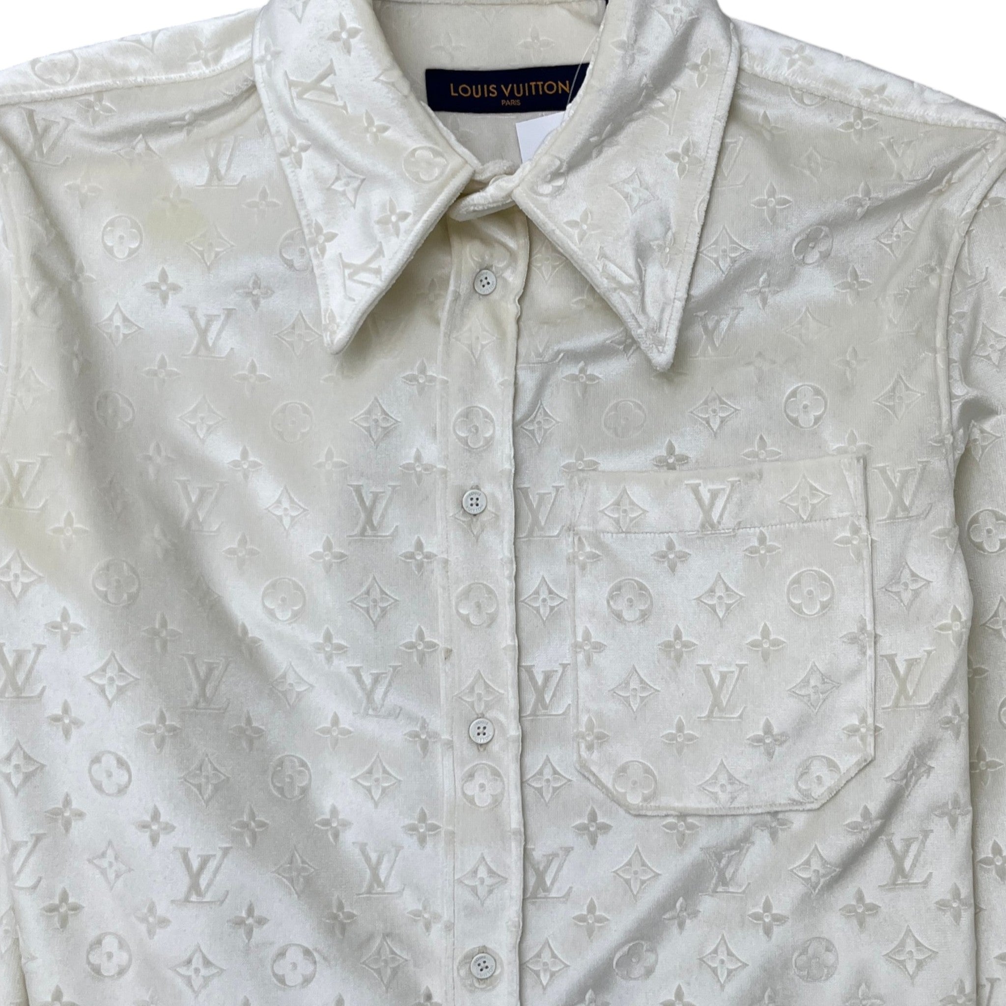 Men's Monogram Long Sleeve Shirt Cream Size L