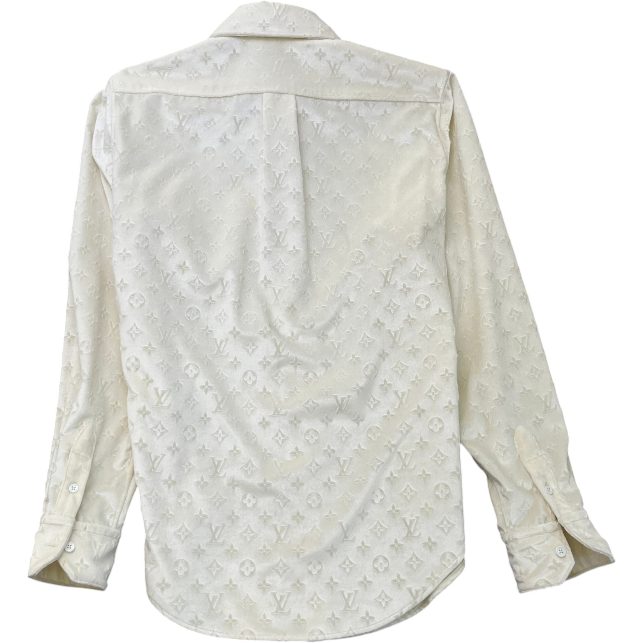 Men's Monogram Long Sleeve Shirt Cream Size L