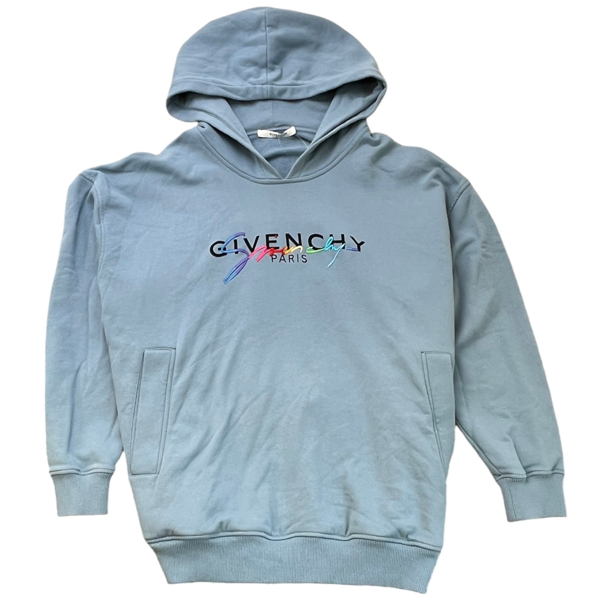 Men's Embroidered Logo Oversized Hoodie Blue Size S