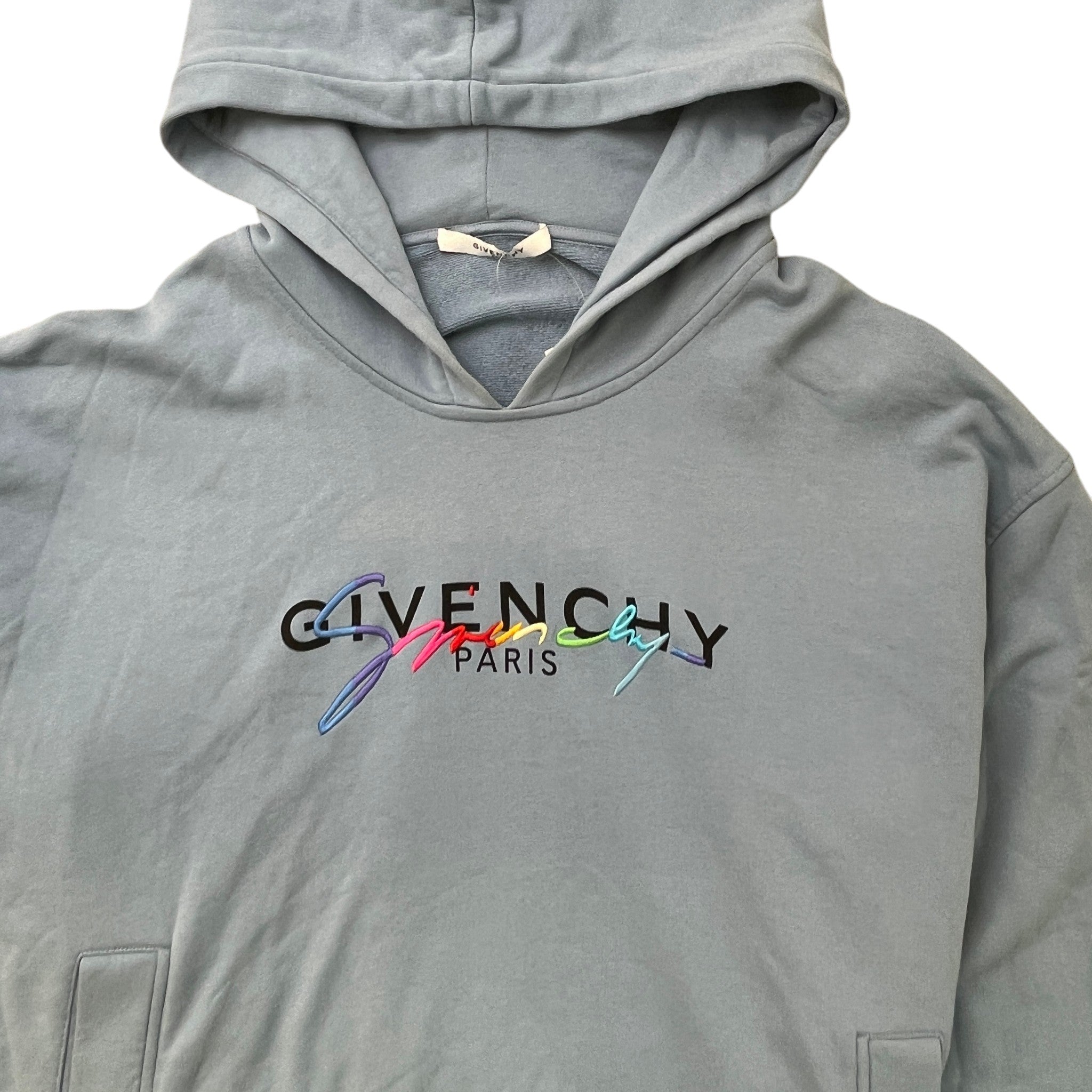 Men's Embroidered Logo Oversized Hoodie Blue Size S