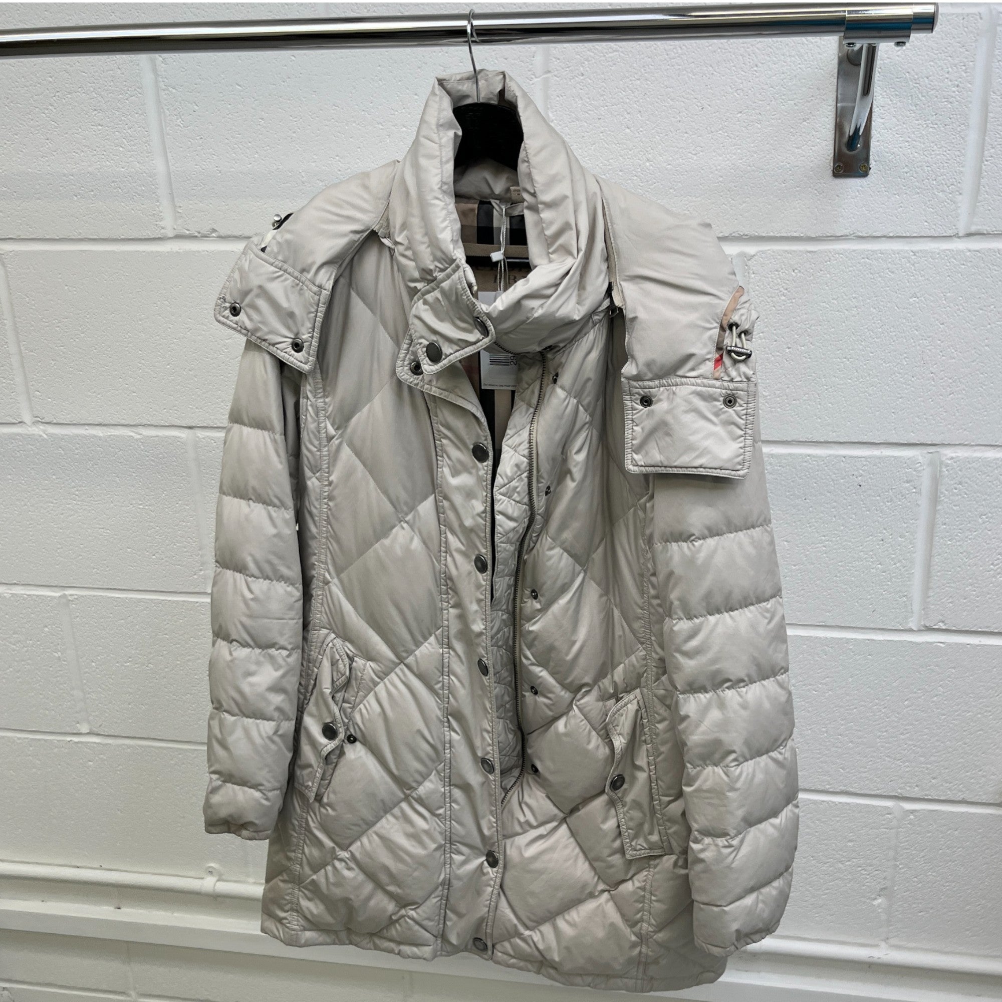 Women's Quilted Down Jacket Cream Size M