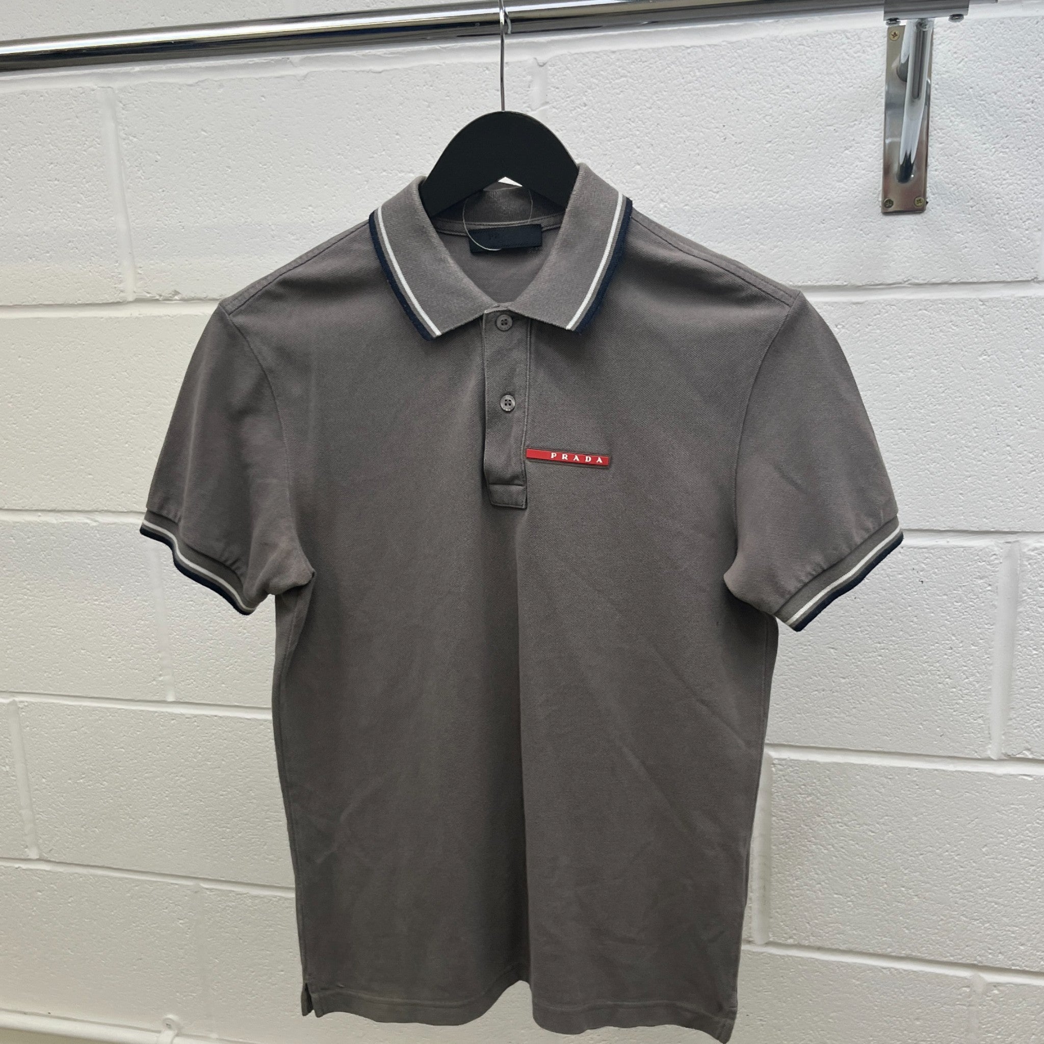 Men's Tab Logo Polo Shirt Grey Size S