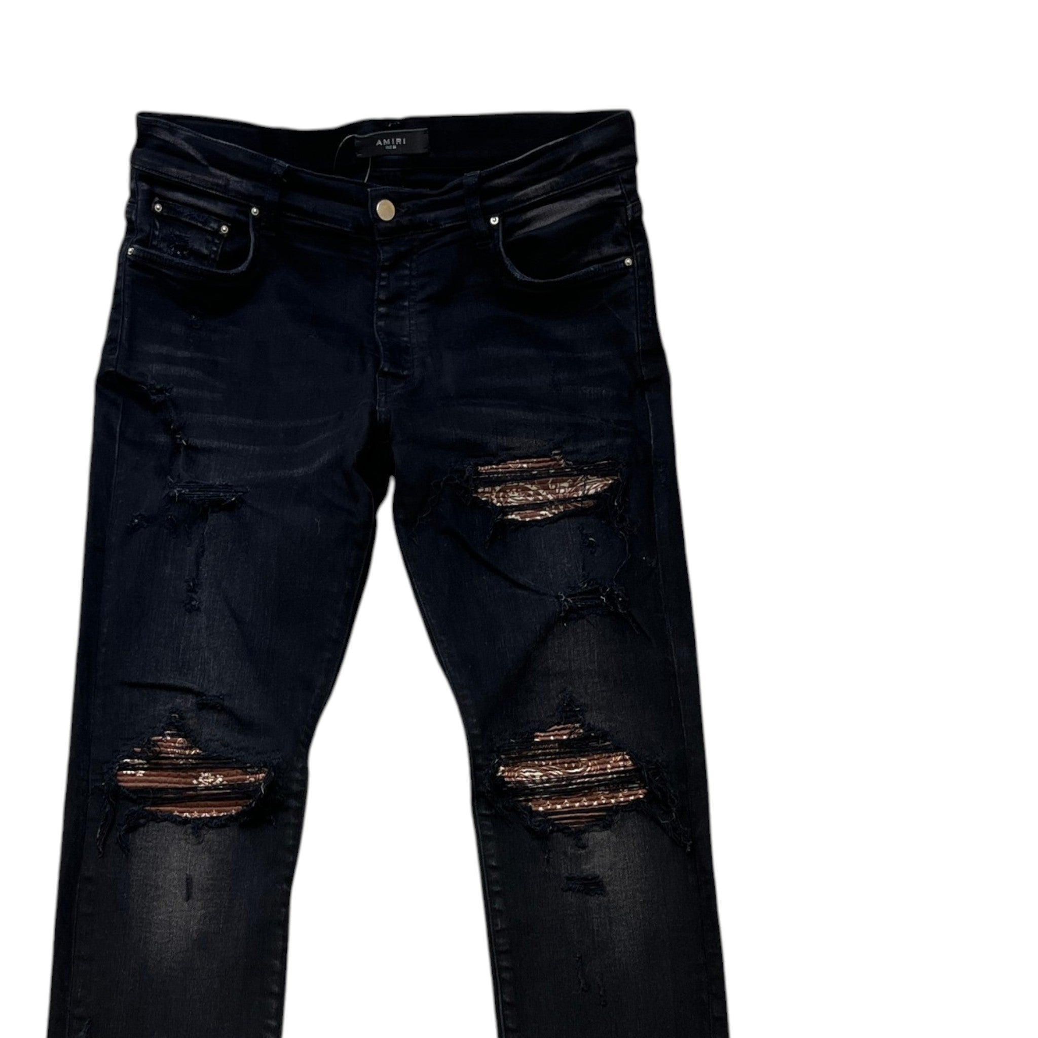 Men's Mx1 Distressed Bandana Jeans Black Size Waist 34"