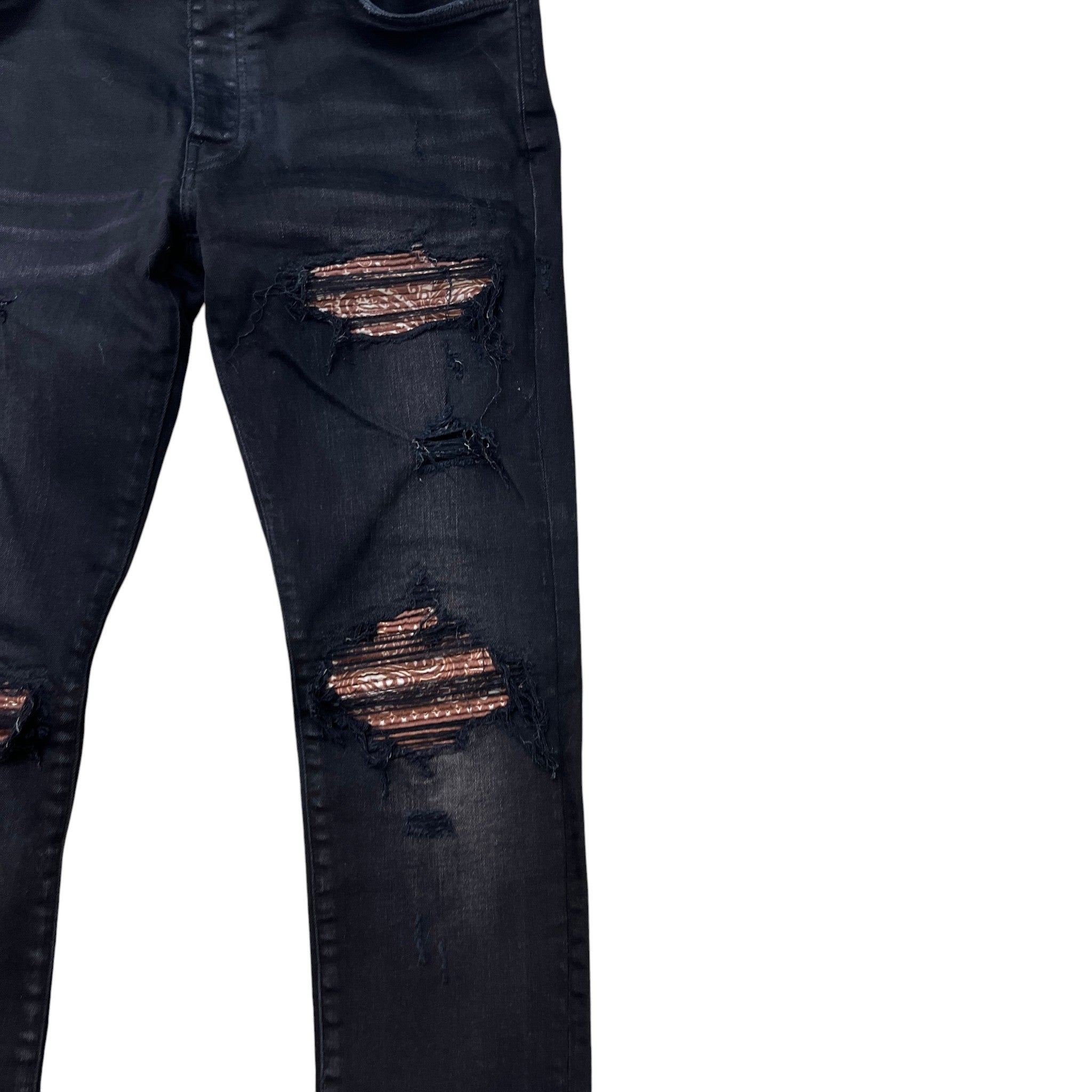 Men's Mx1 Distressed Bandana Jeans Black Size Waist 34"