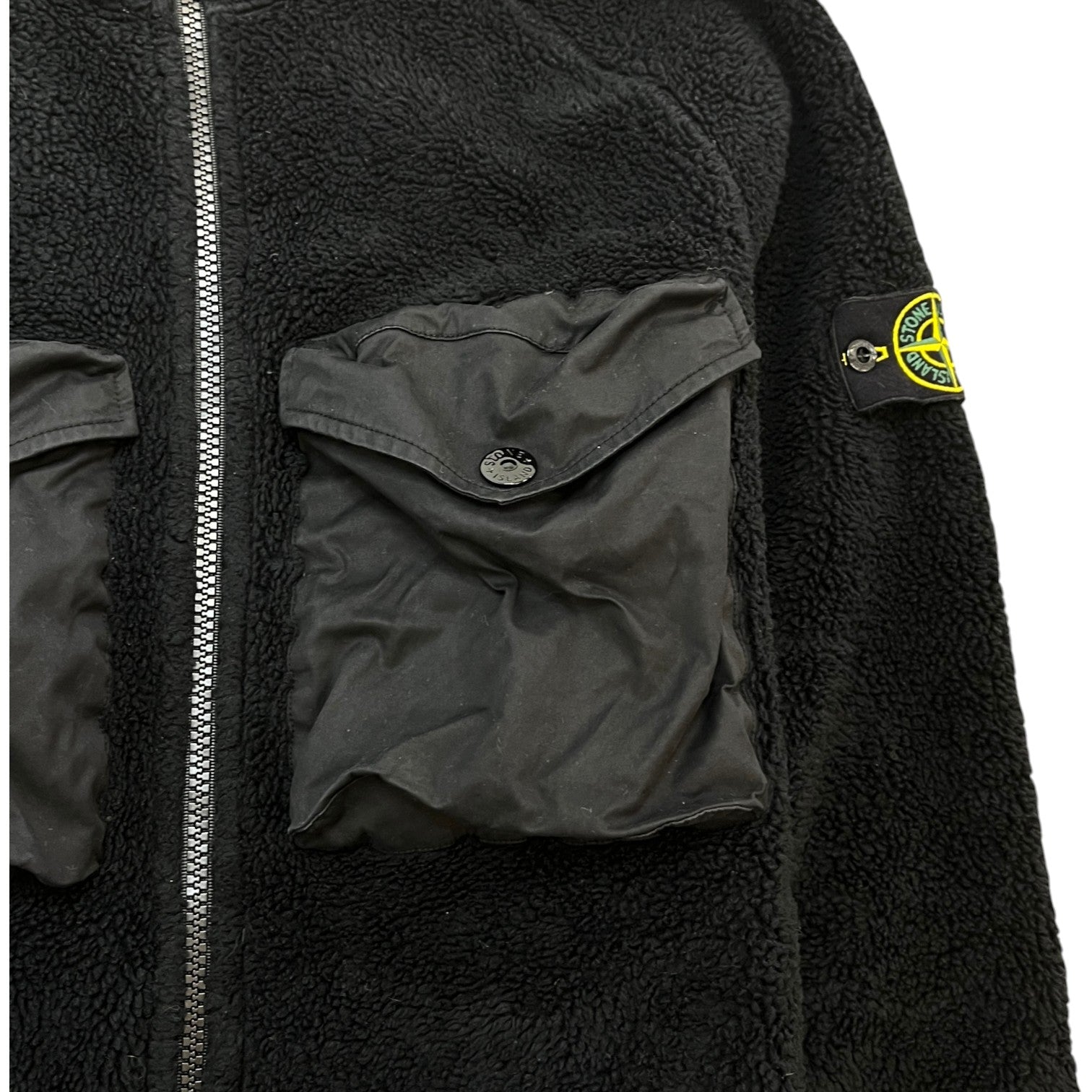 Men's Teddy Fleece Jacket Black Size XL