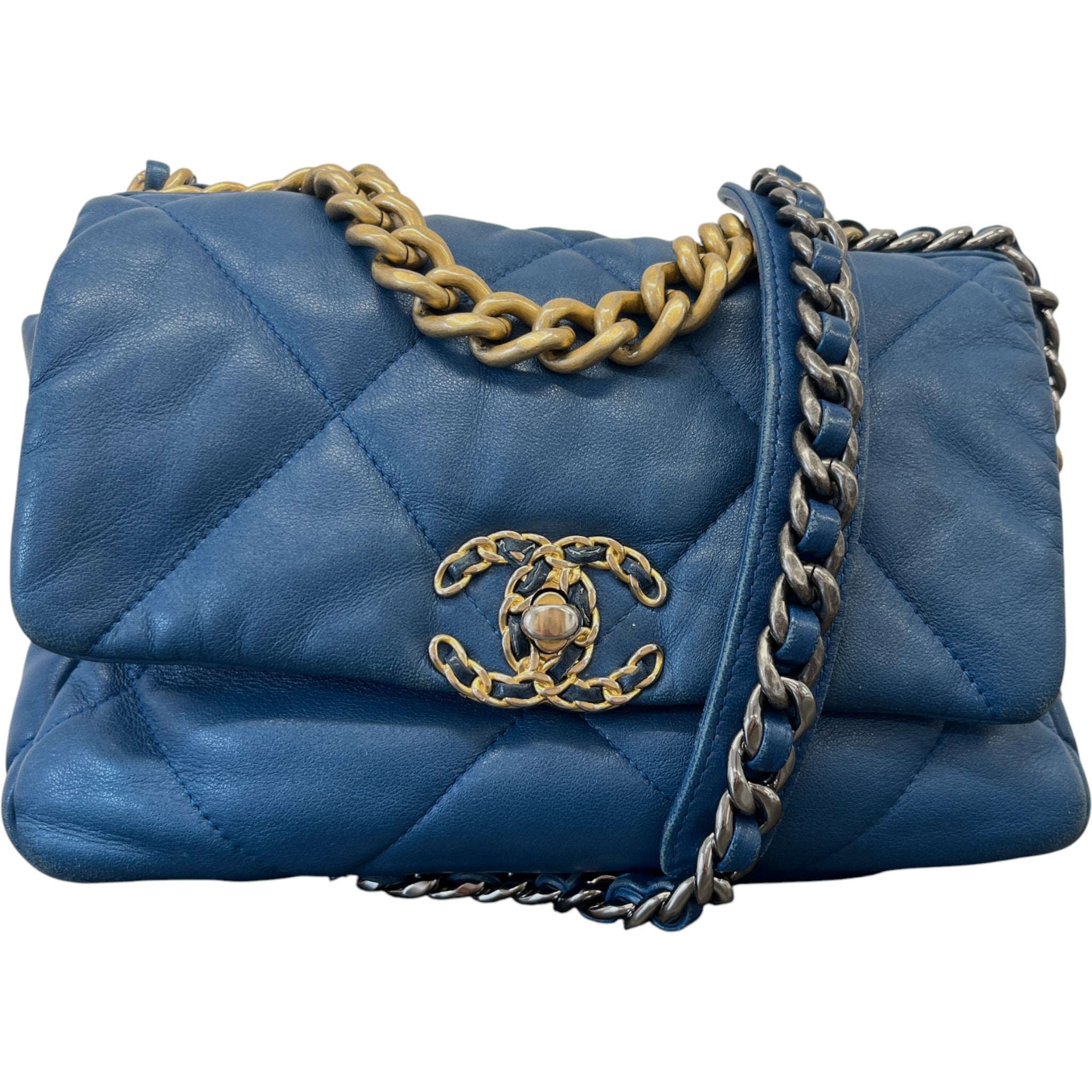 Women's 19 Flap Lambskin Small Bag Blue