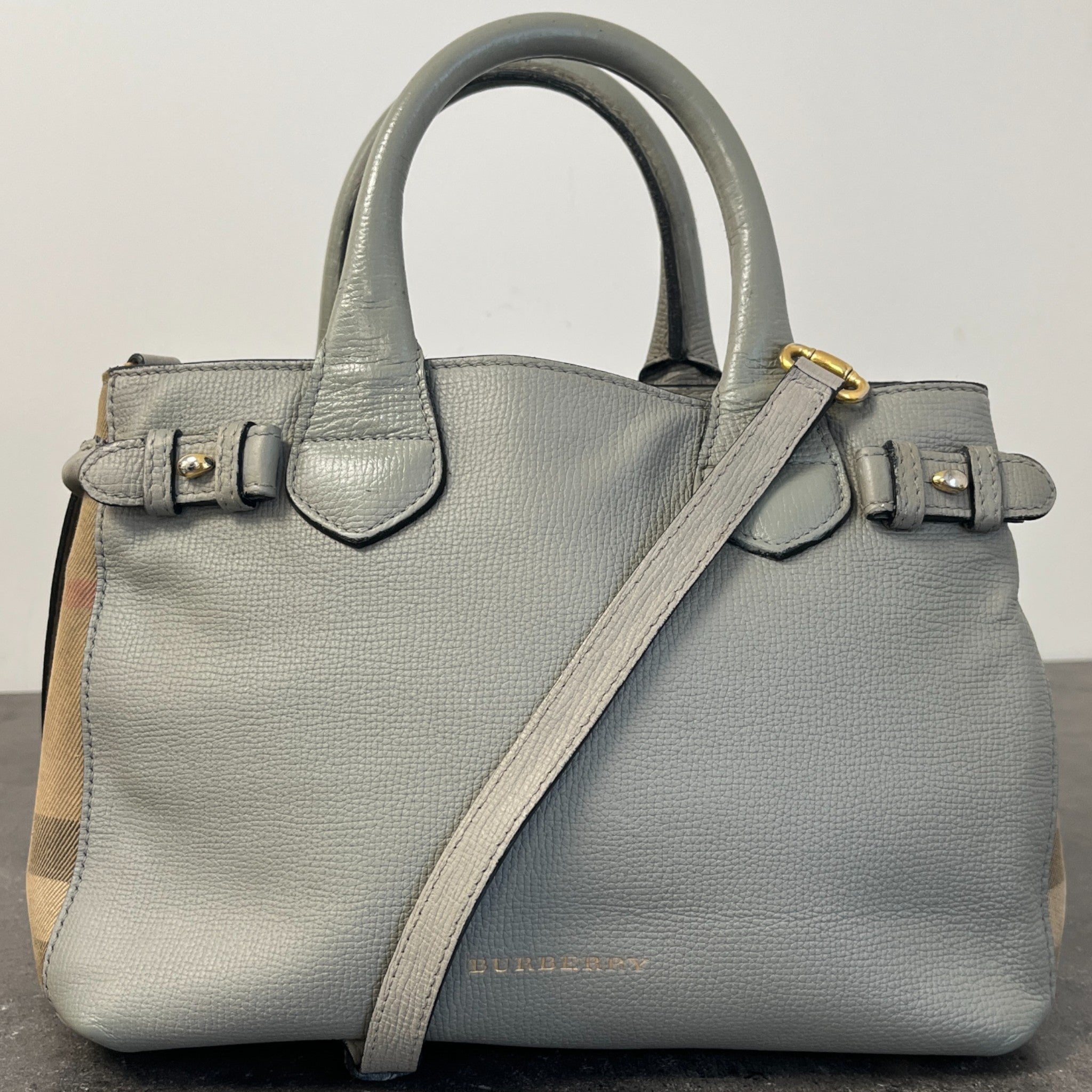 Women's Checkered Banner Handbag Grey