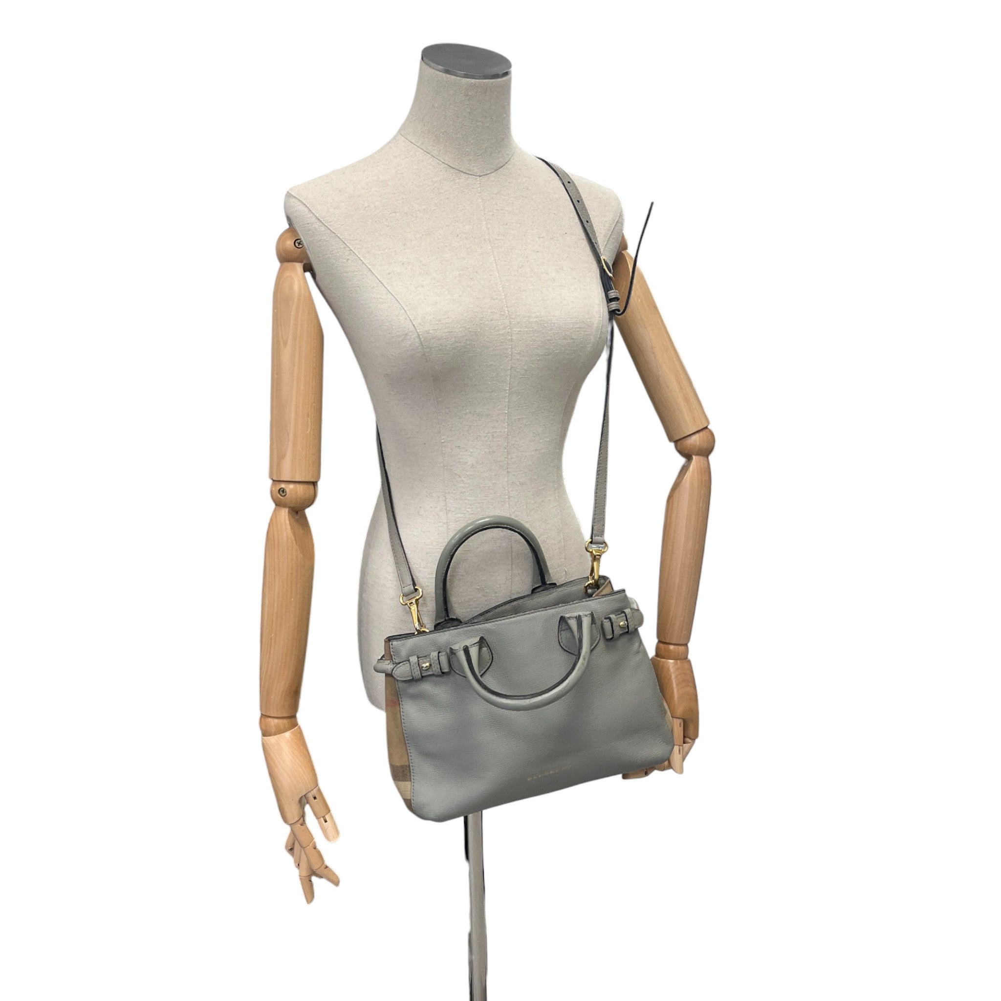 Women's Checkered Banner Handbag Grey