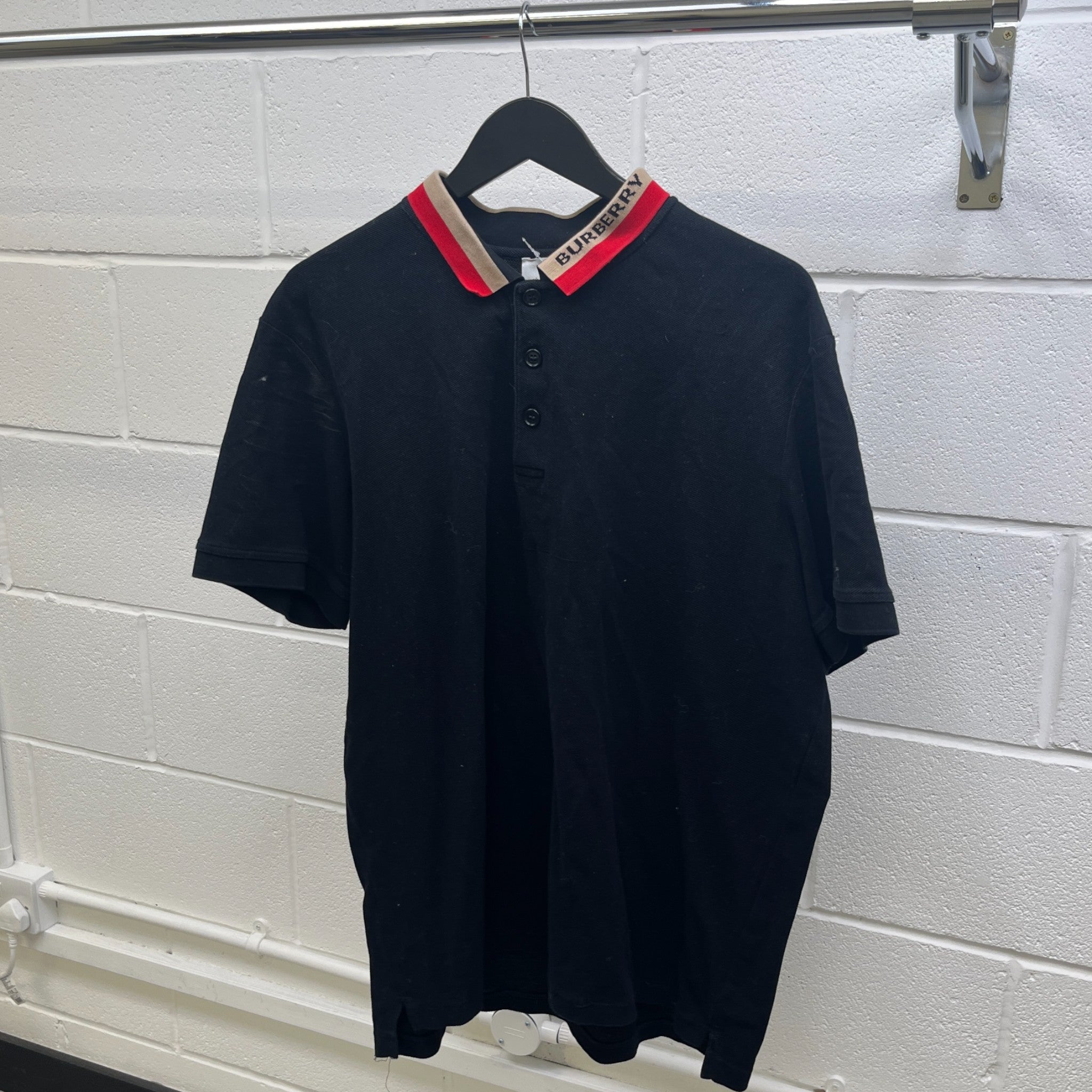 Men's Collar Logo Polo Shirt Black Size XXL