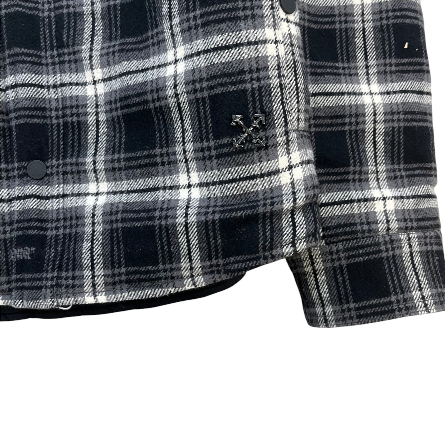 Men's Quilted Plaid Flannel Logo Jacket Black Size XXS
