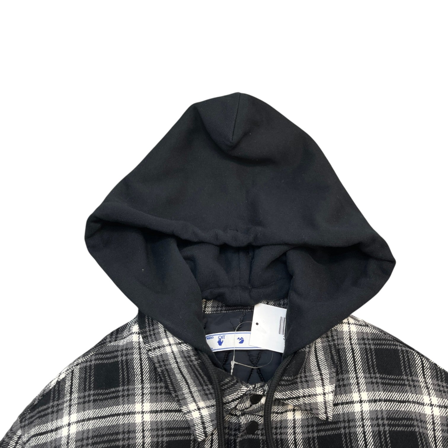 Men's Quilted Plaid Flannel Logo Jacket Black Size XXS
