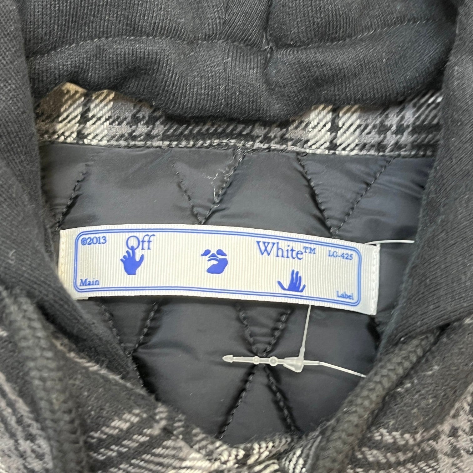 Men's Quilted Plaid Flannel Logo Jacket Black Size XXS