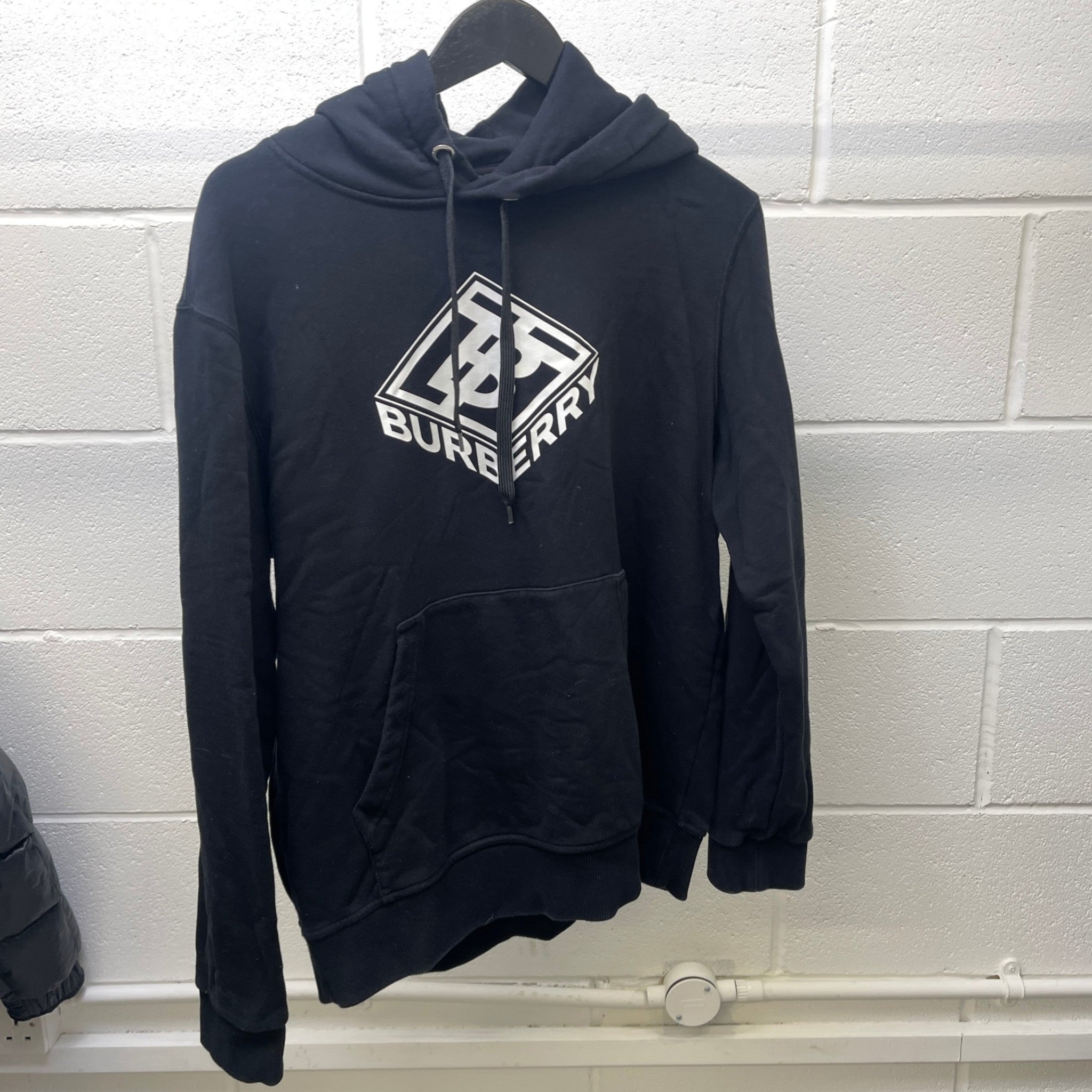 Men's Logo Print Hoodie Black Size M