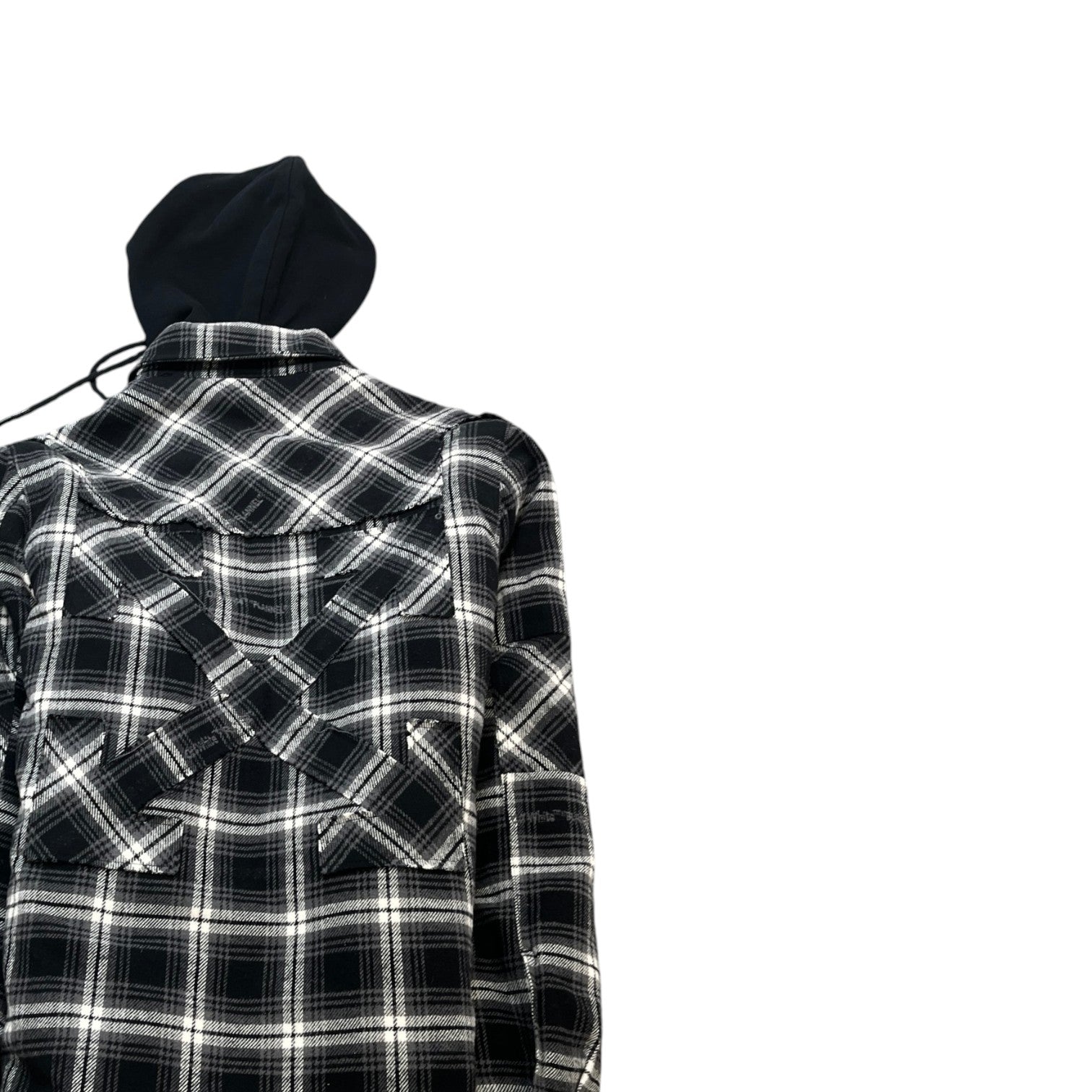 Men's Quilted Plaid Flannel Logo Jacket Black Size XXS