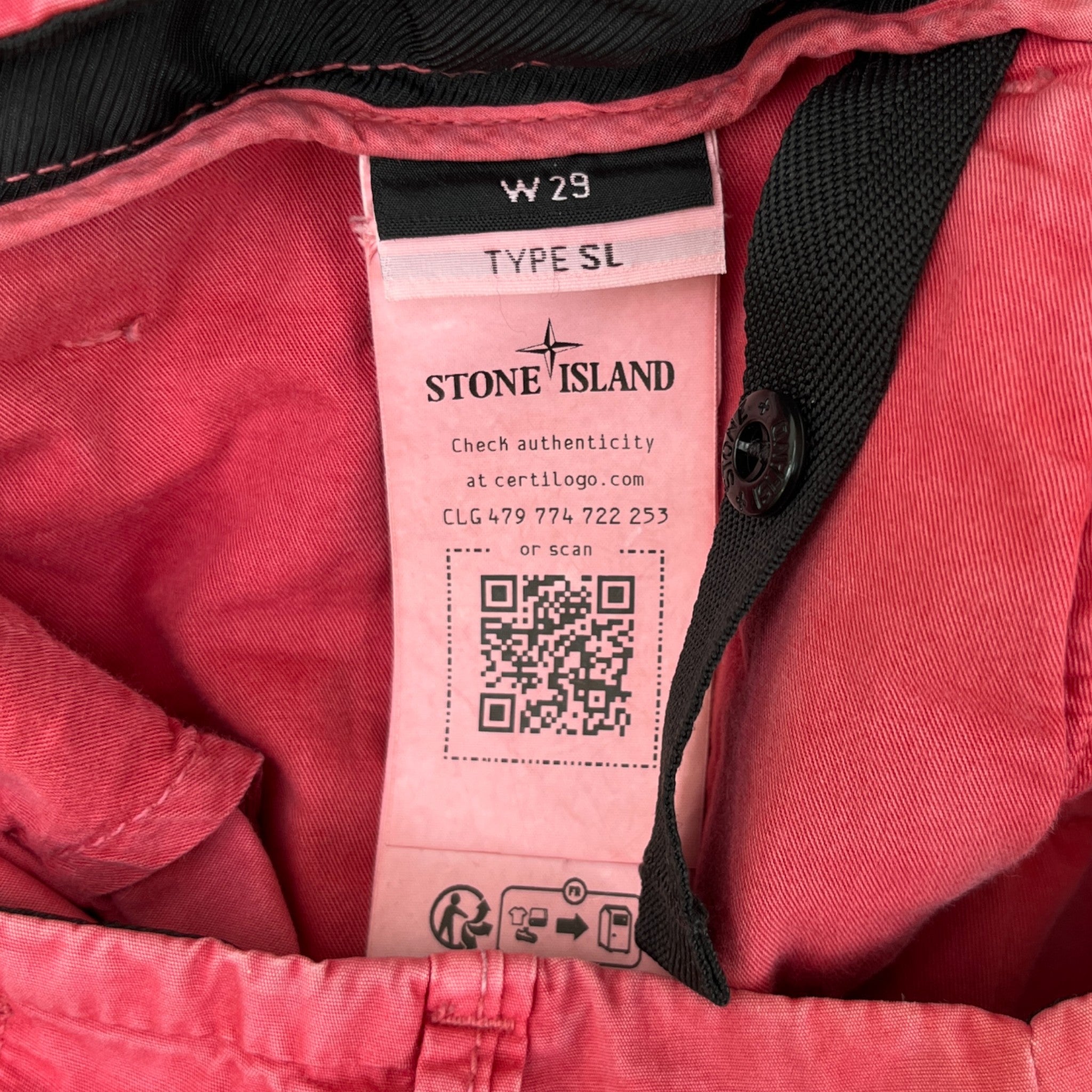 Men's Cargo Applique Logo Shorts Pink Size Waist 29"