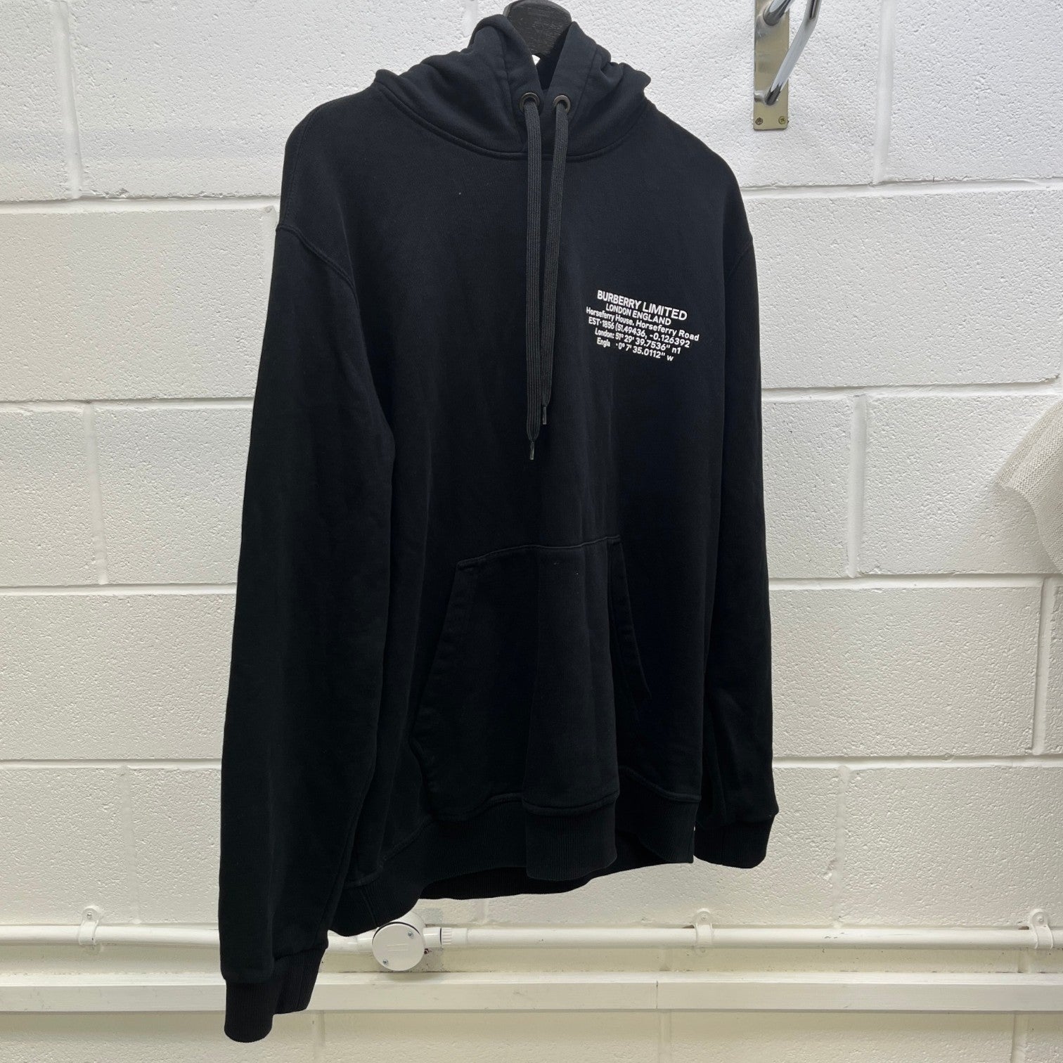 Men's Logo Print Hoodie Black Size L