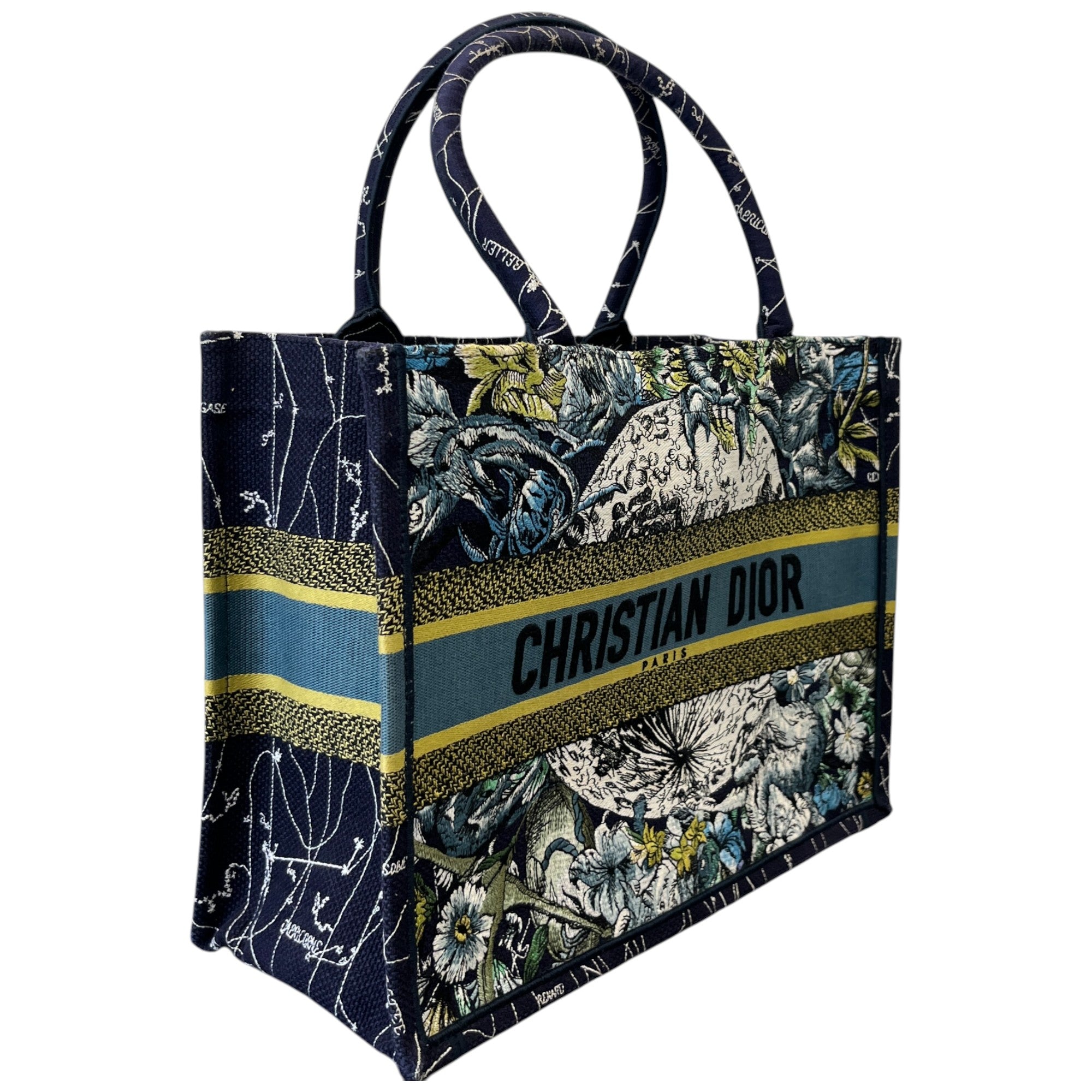 Women's Medium Book Tote Zodiac Embroidery Bag Navy