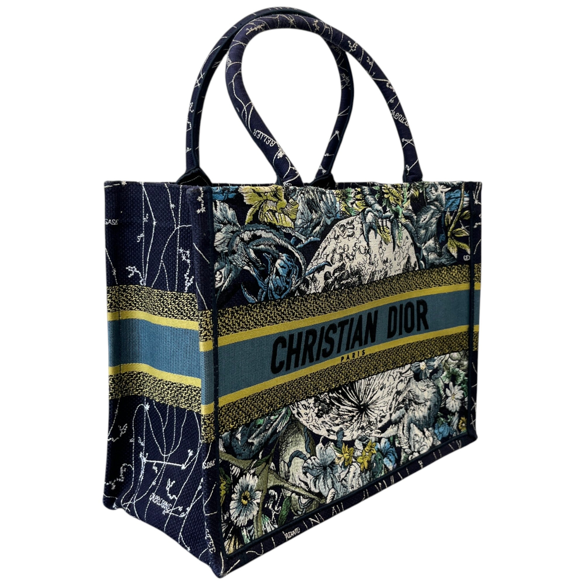 Women's Medium Book Tote Zodiac Embroidery Bag Navy
