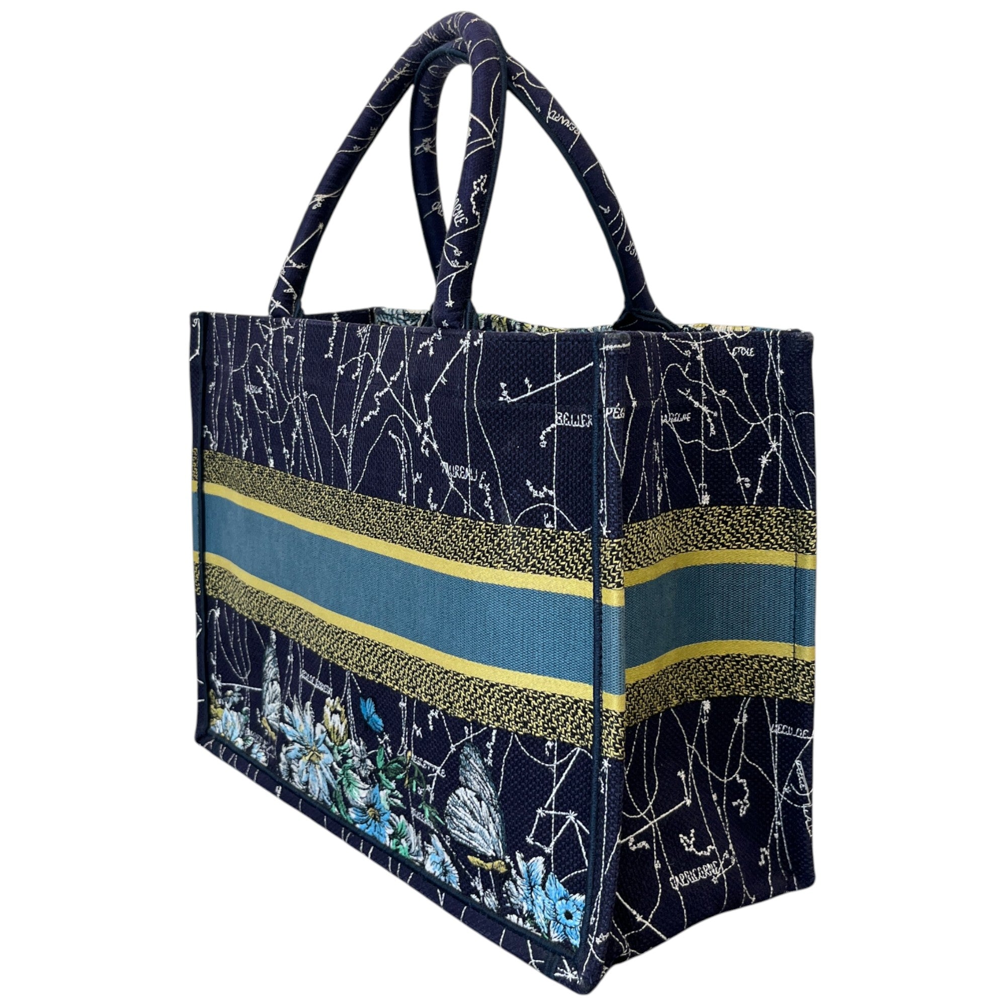 Women's Medium Book Tote Zodiac Embroidery Bag Navy