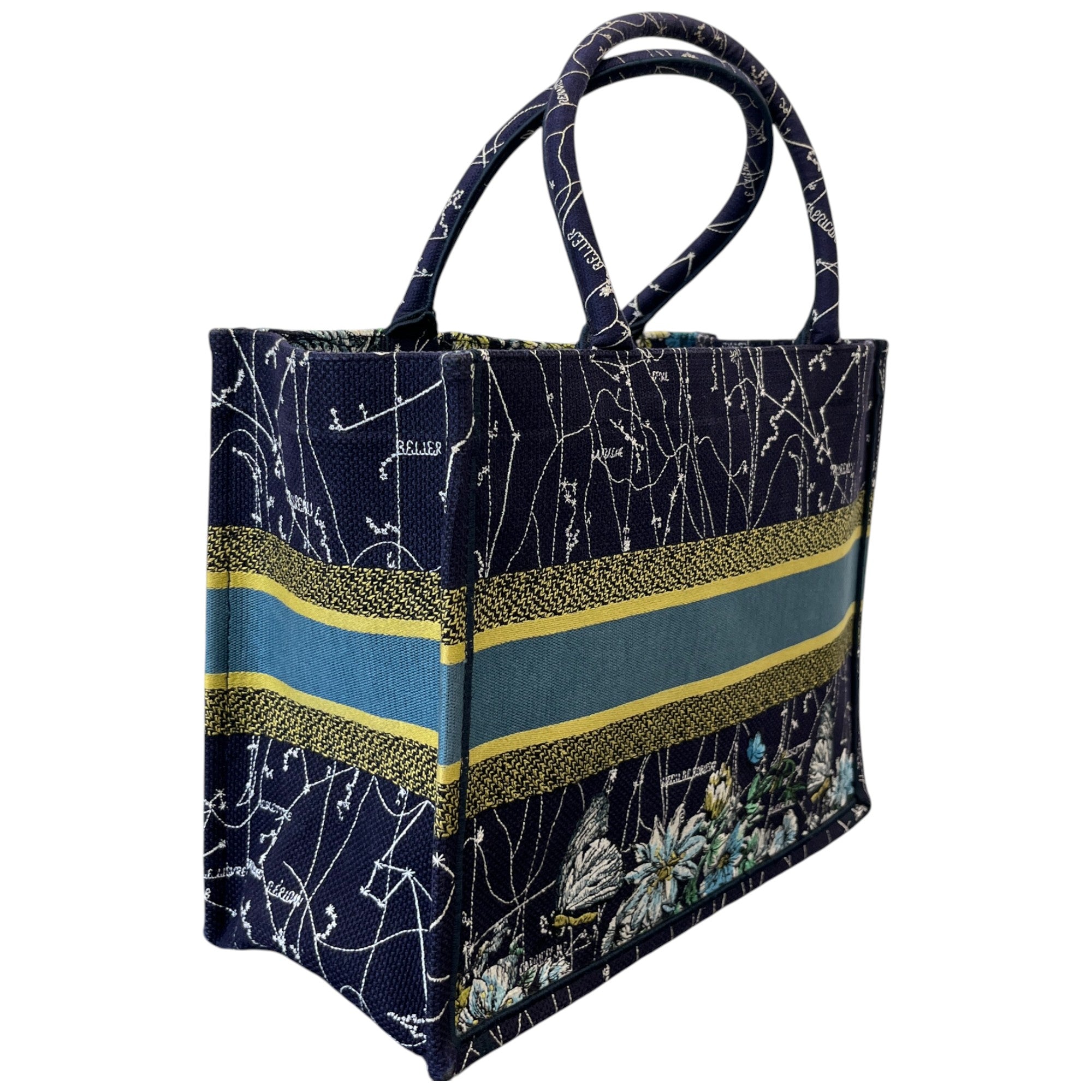 Women's Medium Book Tote Zodiac Embroidery Bag Navy
