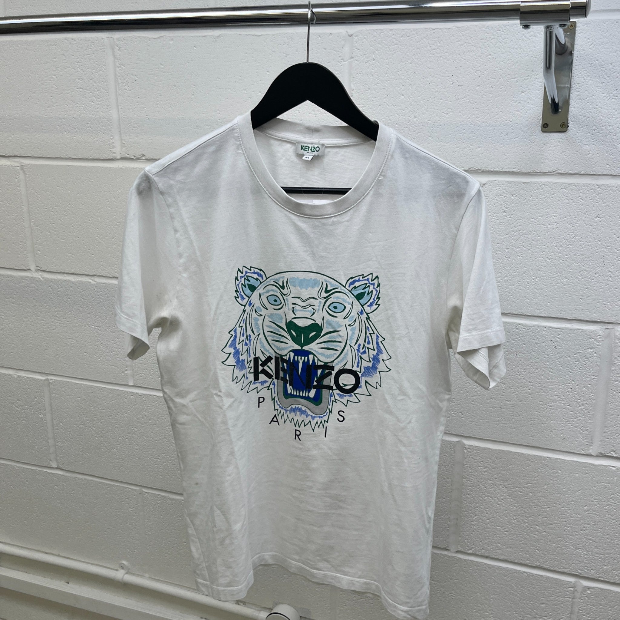 Men's Classic Tiger Head Logo T-Shirt White Size M