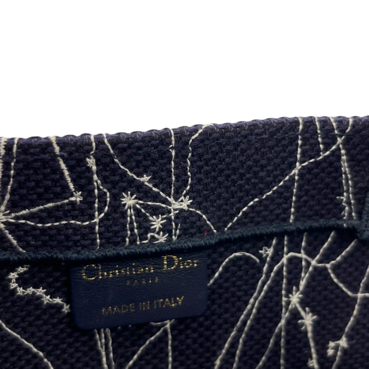 Women's Medium Book Tote Zodiac Embroidery Bag Navy