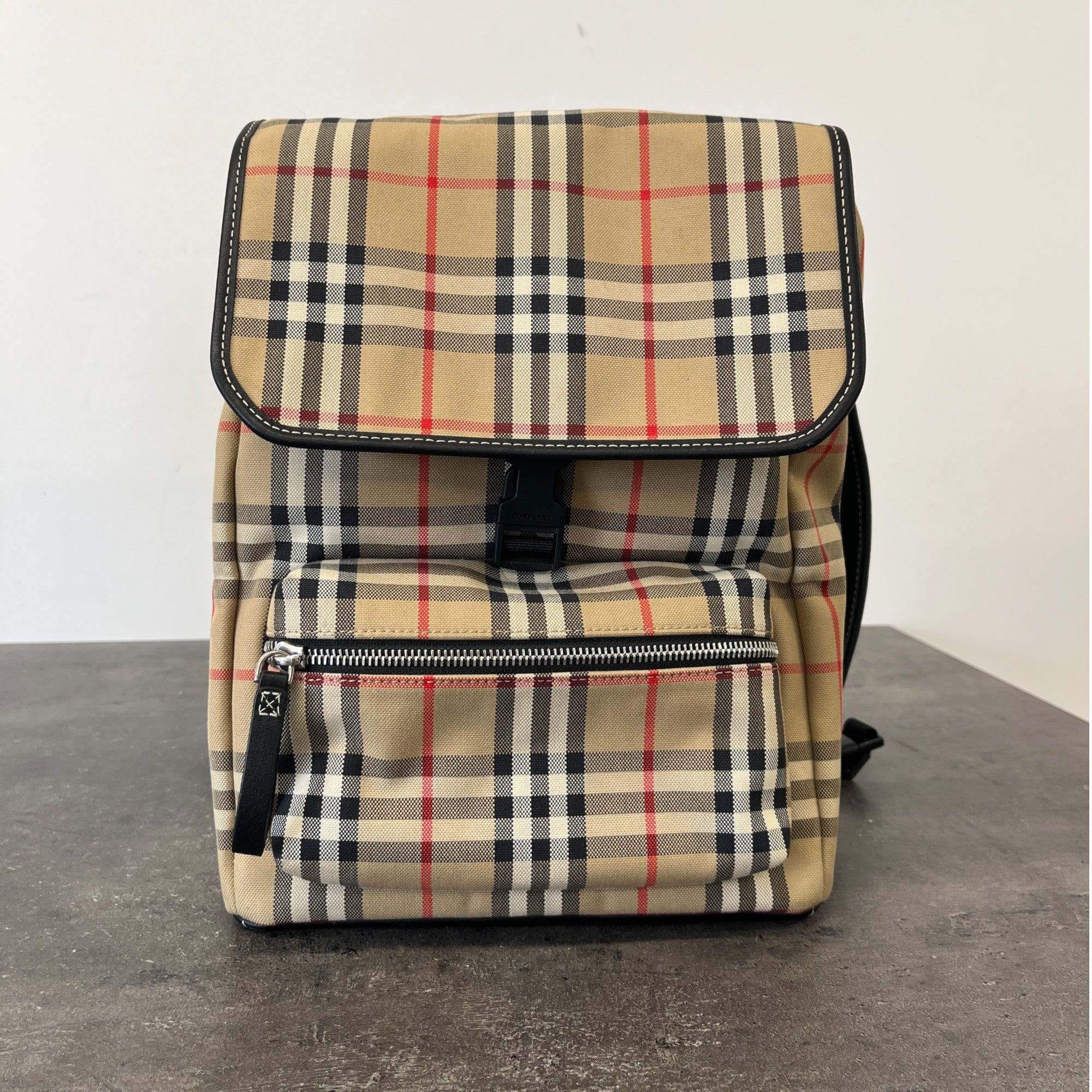 Women's Check Print Backpack Beige