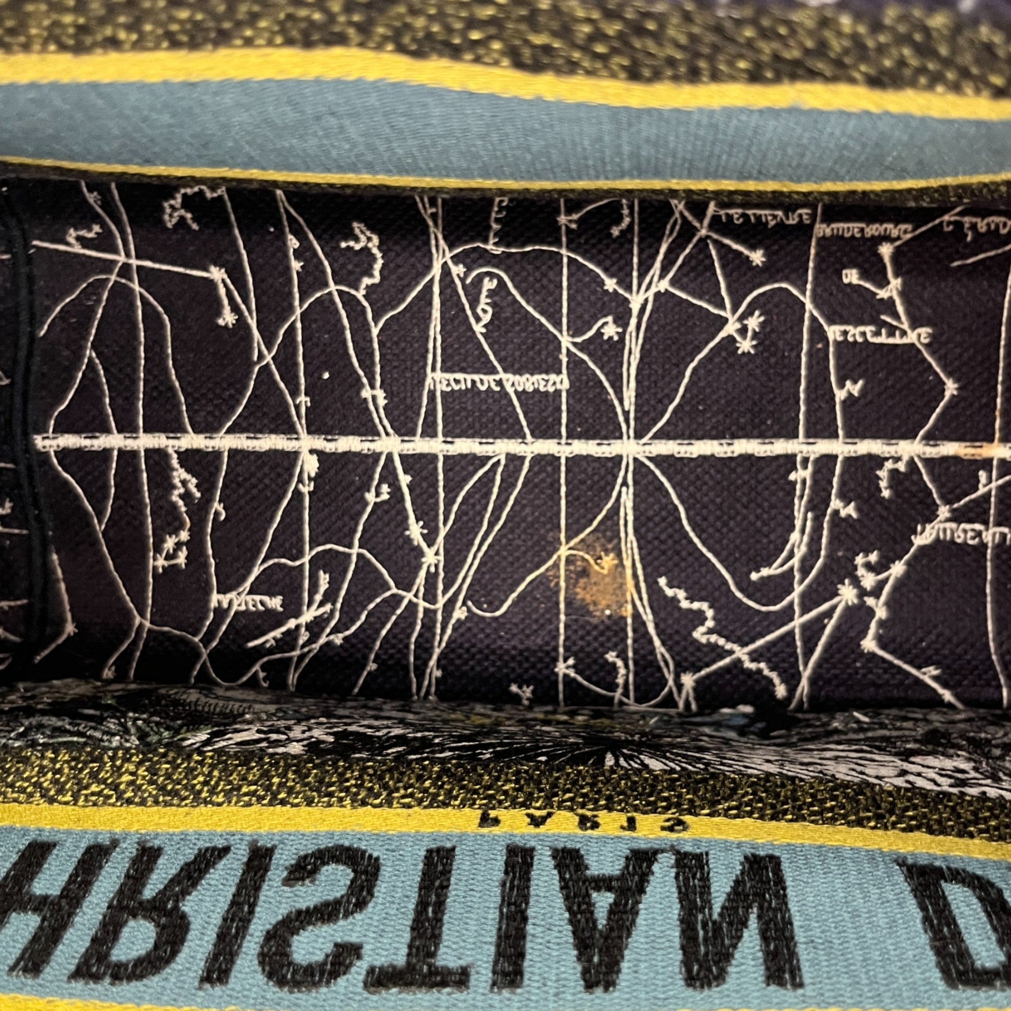 Women's Medium Book Tote Zodiac Embroidery Bag Navy