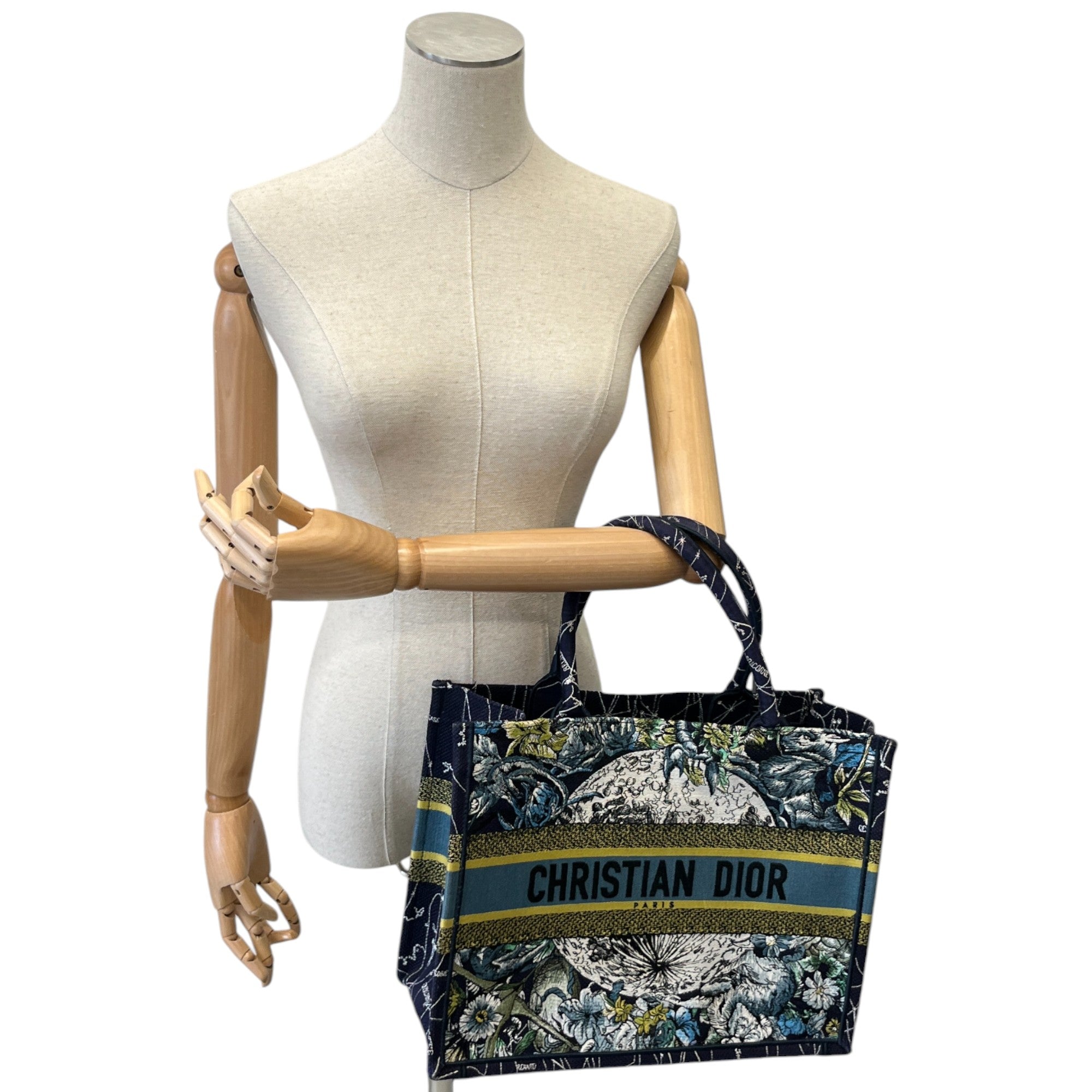 Women's Medium Book Tote Zodiac Embroidery Bag Navy