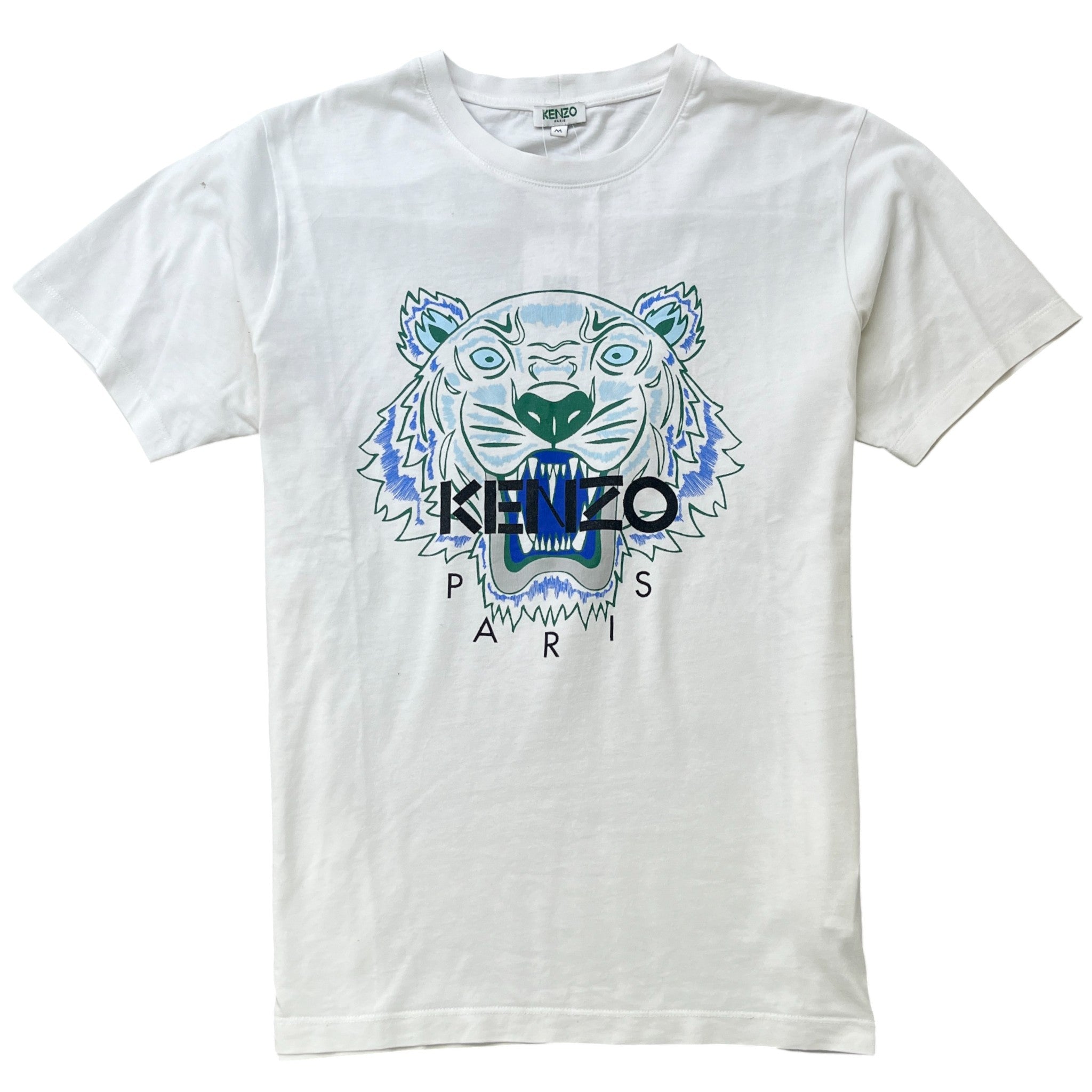 Men's Classic Tiger Head Logo T-Shirt White Size M