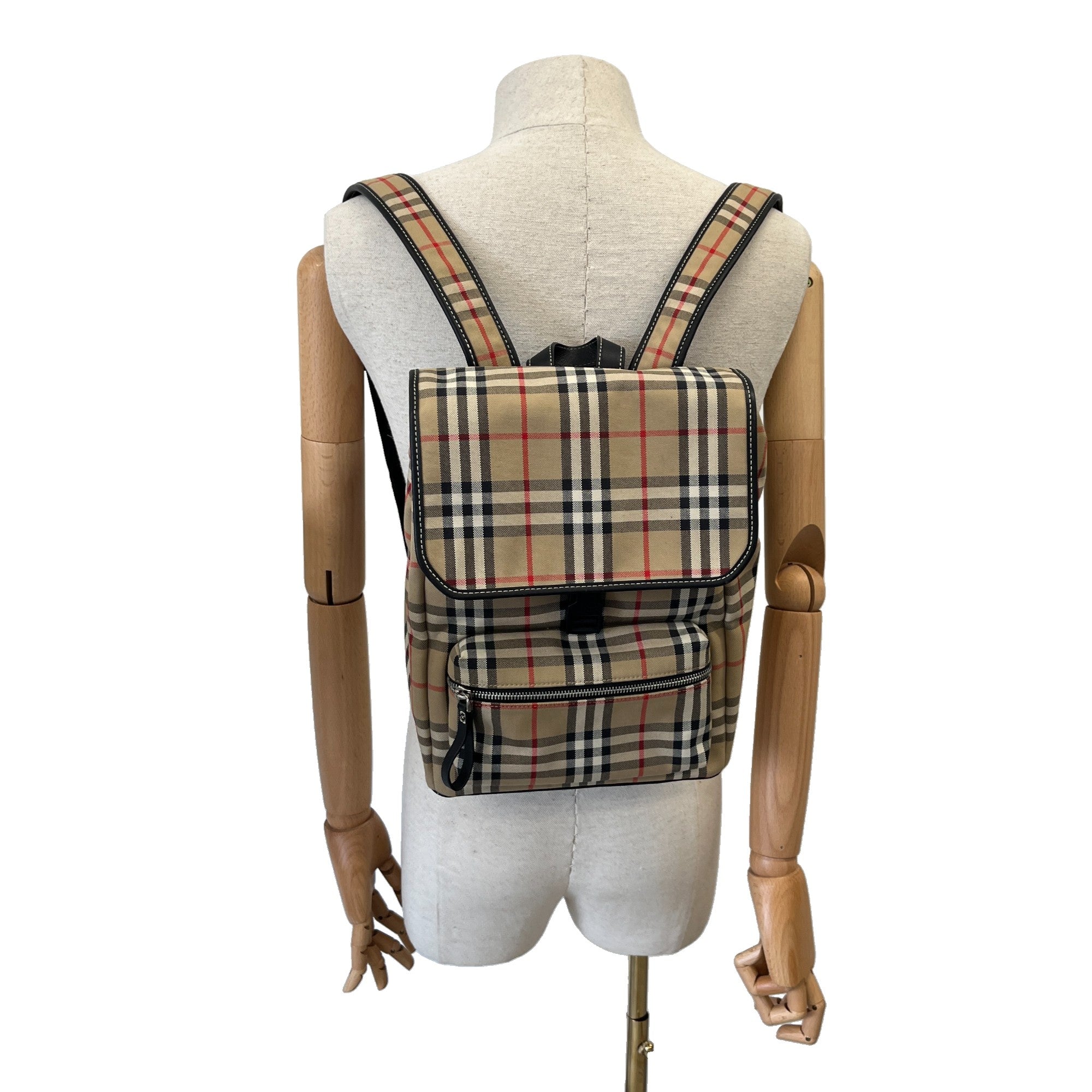 Women's Check Print Backpack Beige