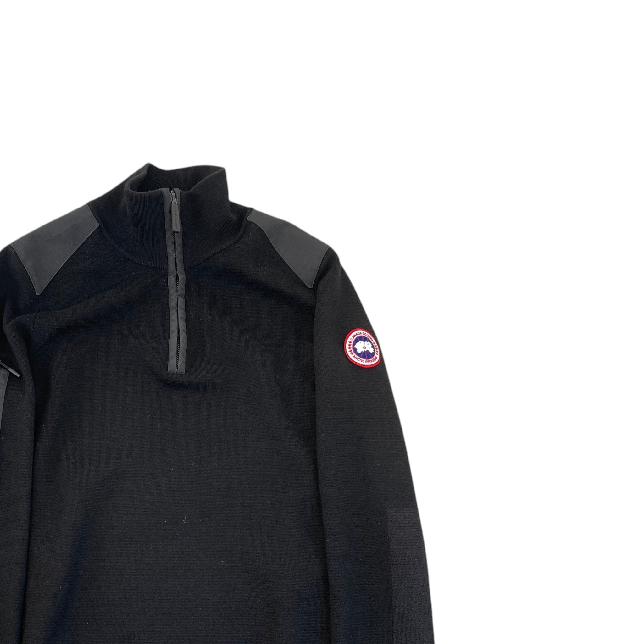 Men's Logo Patch Quarter Zip Jumper Black Size XL
